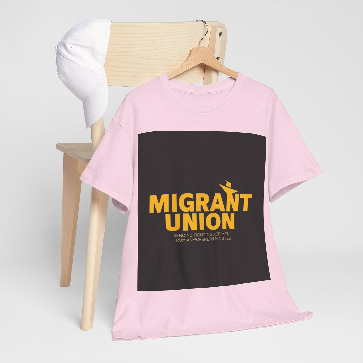 Migrant Union Unisex Heavy Cotton Tee, Casual Wear, Activism Shirt, Gift for Advocates, Comfortable Everyday Tee, Statement Clothing