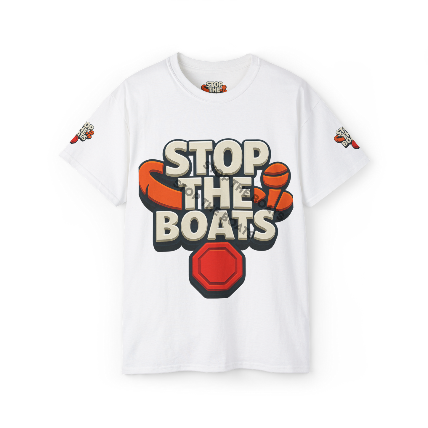 Stop the boats classic front back sides back our country Unisex Ultra Cotton Tee