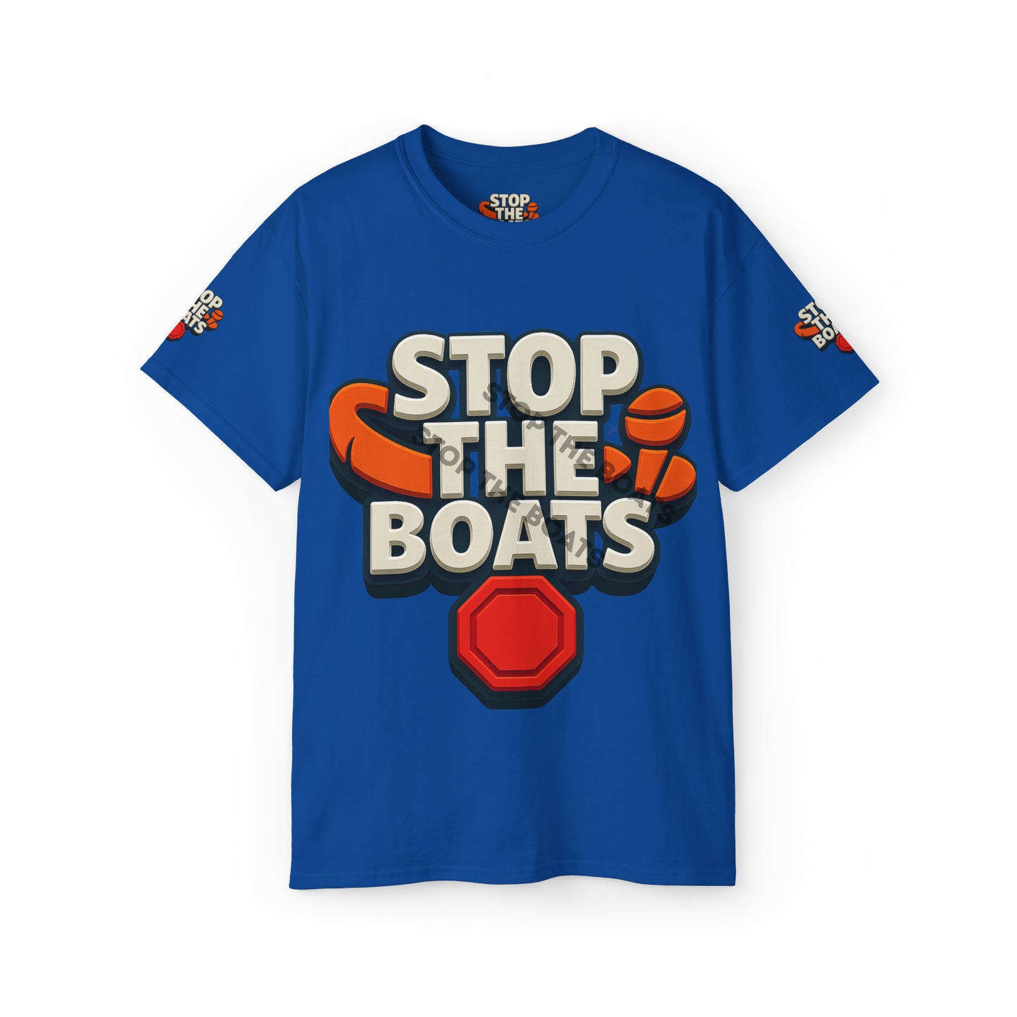 Stop the boats classic front back sides back our country Unisex Ultra Cotton Tee