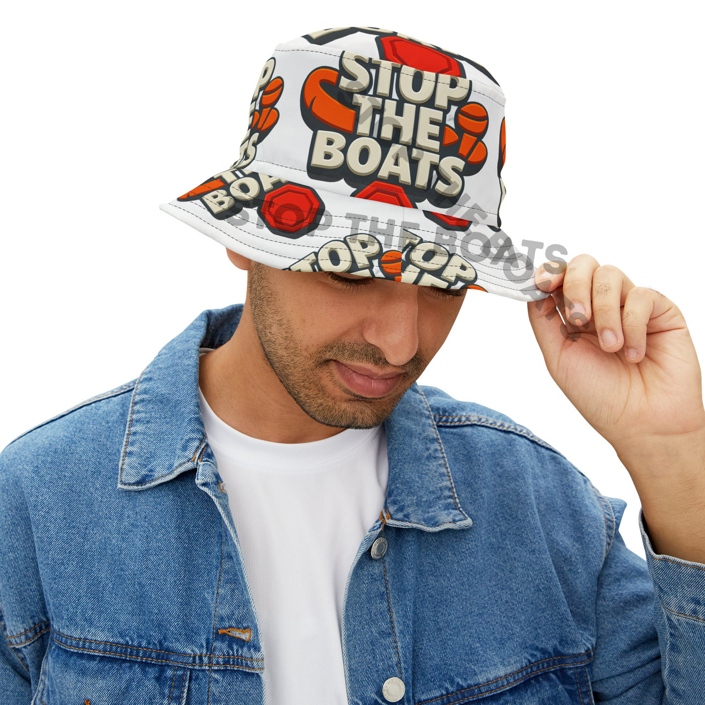 Stop the boats UK Bold Statement Bucket Hat, Unisex Sun Hat, Summer Fashion Accessory, Fun Gift for Festivals, Unique Streetwear, Eco-friendly
