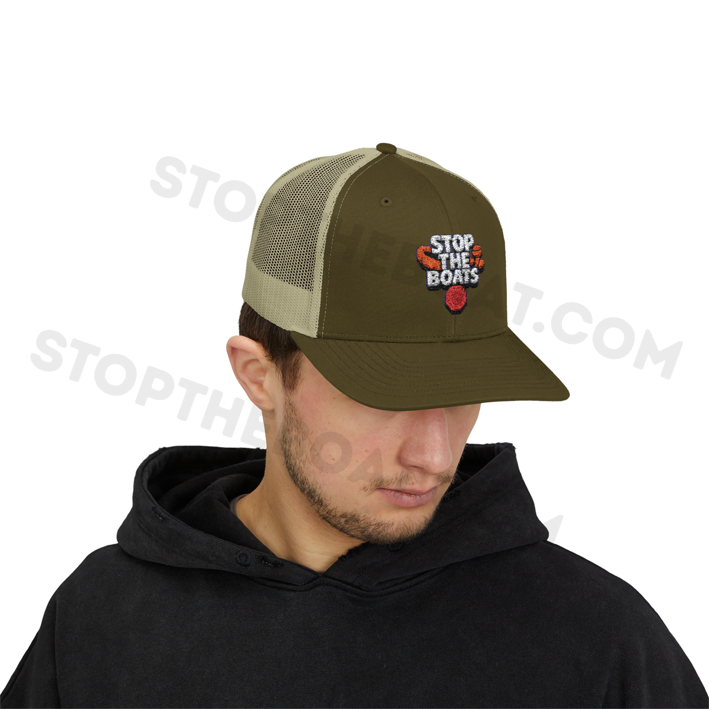 Stop the Boats Snapback Trucker Cap, Trendy Hat, Outdoor Gear, Summer Accessory, Fishing Cap, Gift for Him/Her