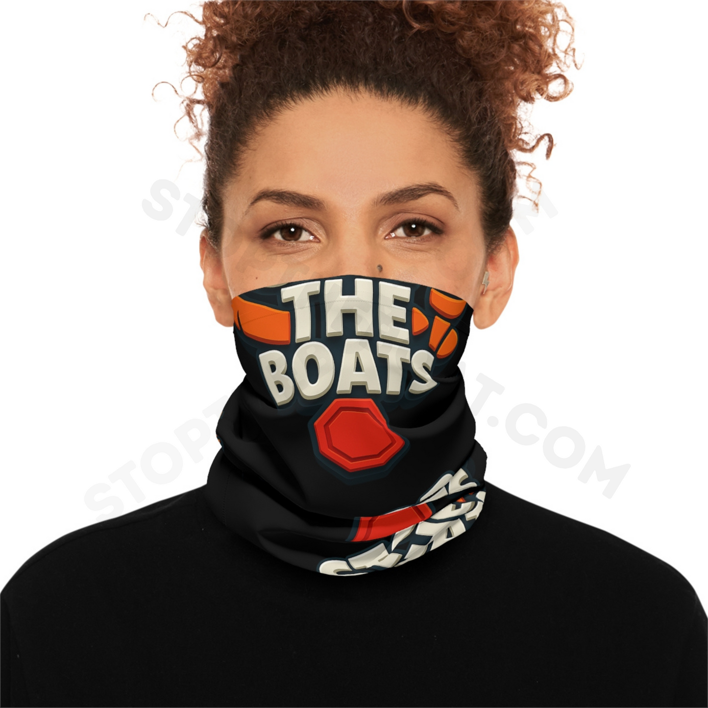 Stop the Boats Lightweight Neck Gaiter | Comfortable Face Cover, Gift for Outdoor Lovers, Summer Festival Accessory, Activism Neckwear
