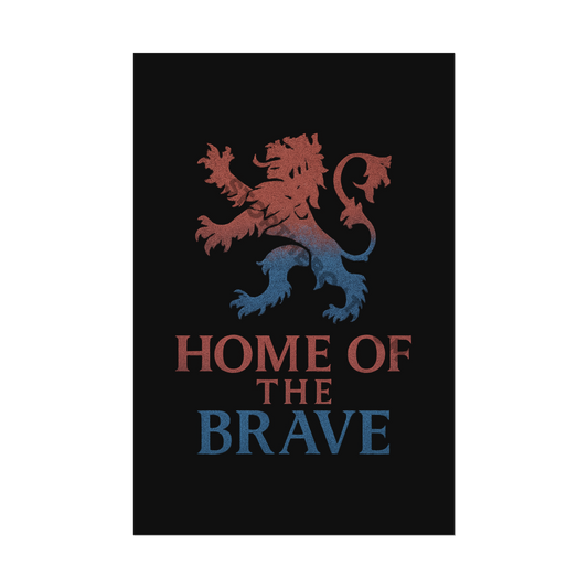 Lion Crest Wall Art Poster | Home of the Brave | Decor for Living Room, Office, or Gaming Space, Gift for Fans, Home Decor