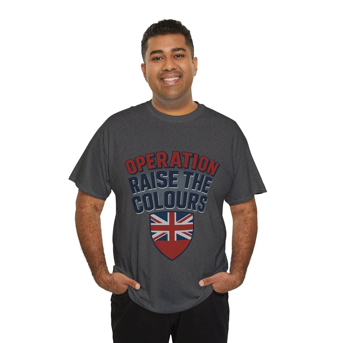Operation Raise The Colours Unisex Heavy Cotton Tee, Casual T-Shirt, Gift Idea, Graphic Tee, British Flag Tee
