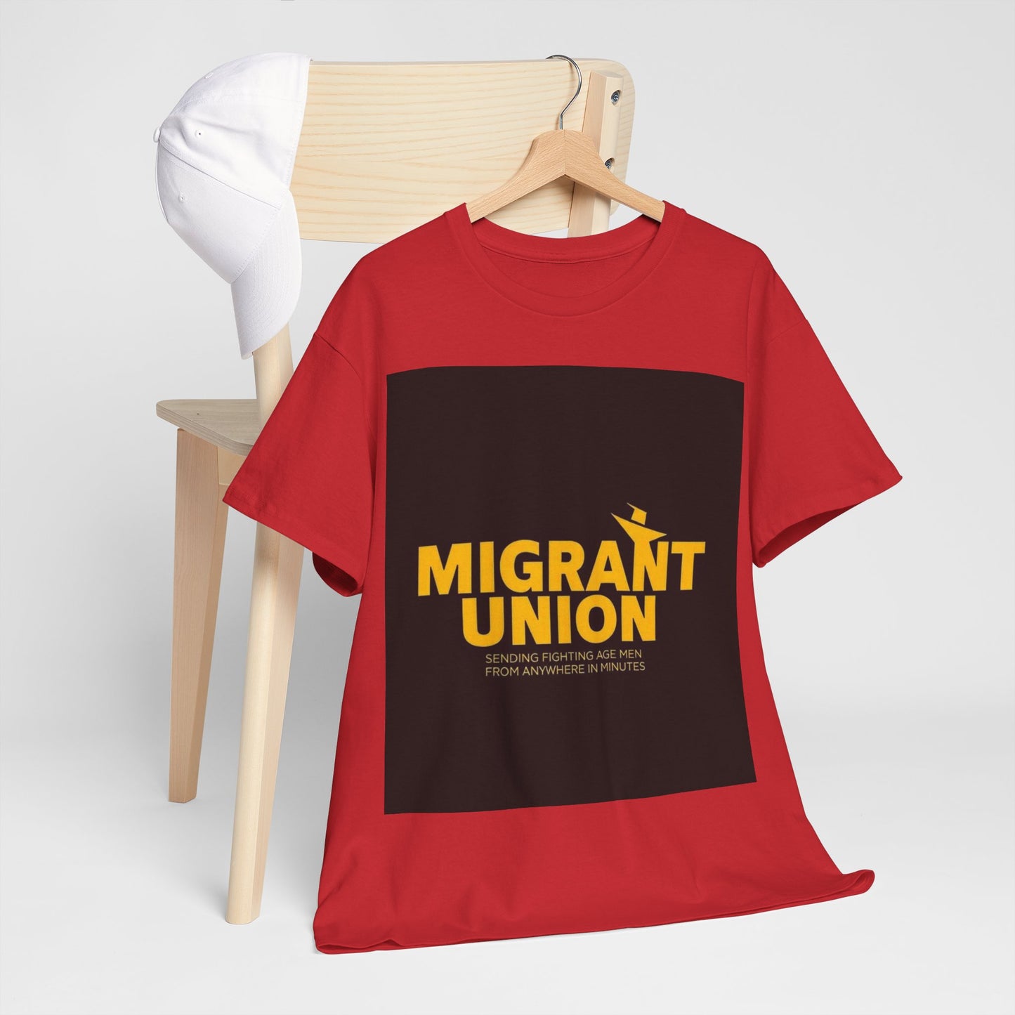 Migrant Union Unisex Heavy Cotton Tee, Casual Wear, Activism Shirt, Gift for Advocates, Comfortable Everyday Tee, Statement Clothing