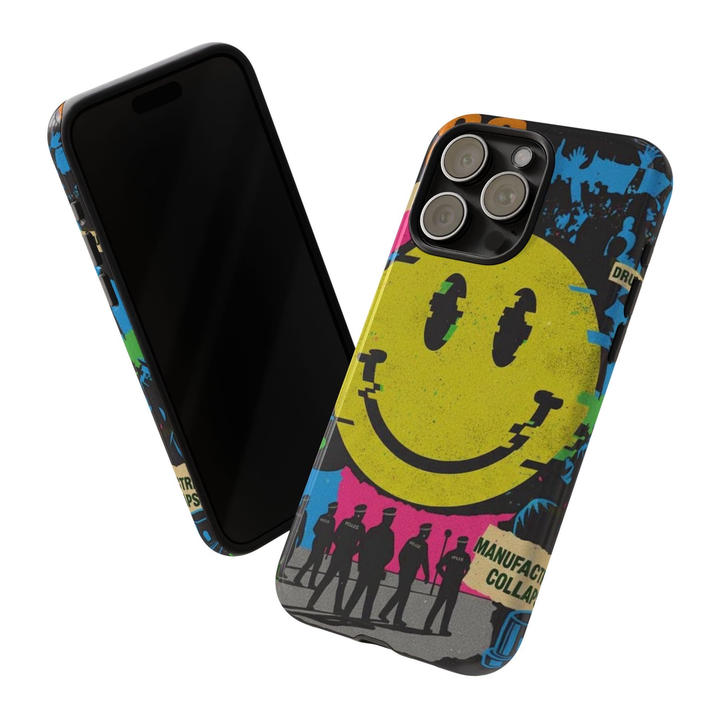 Acid house rave Vibrant iPhone Case, Tough Cases, Smiley Face Phone Cover, Fun Accessory, Colorful Phone Protector, Gift for Teenagers