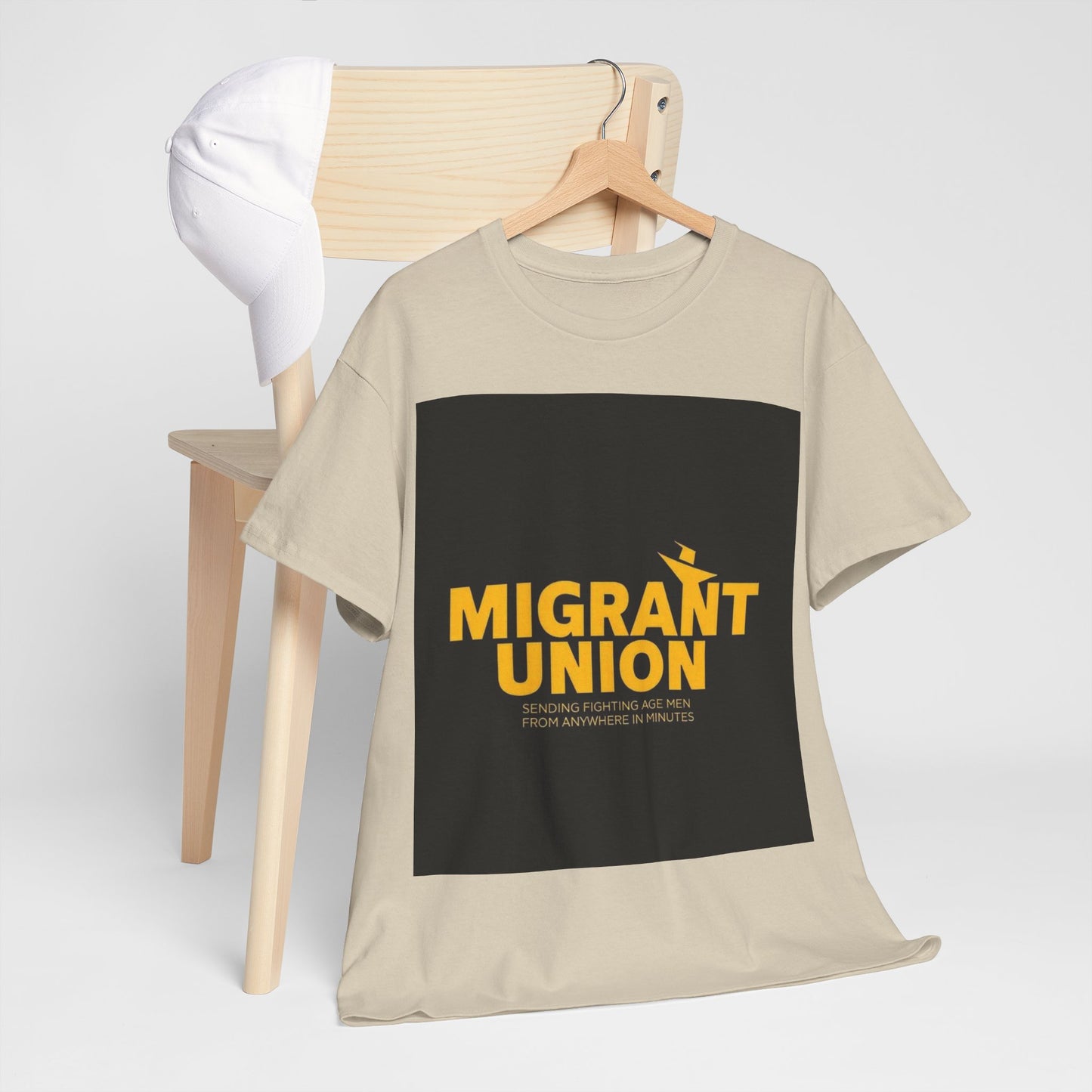 Migrant Union Unisex Heavy Cotton Tee, Casual Wear, Activism Shirt, Gift for Advocates, Comfortable Everyday Tee, Statement Clothing