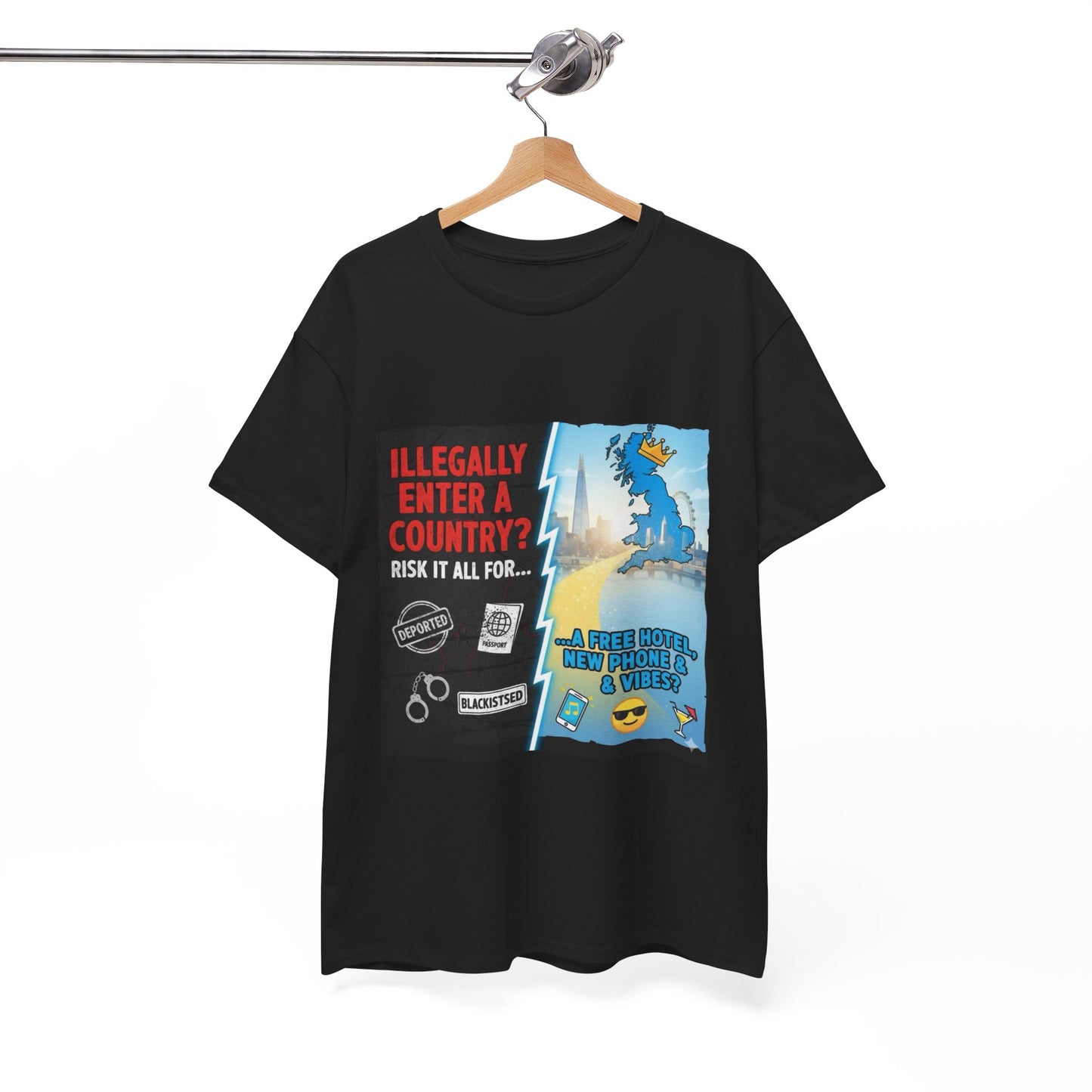 Enter illegally get free hotel t shirt - Bold Statement T-Shirt - Unisex Tee for Casual Wear, Gift for Friends, Humor Style, Graphic Tee, Perfect for Celebrations