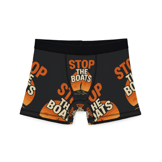 Boxers with a Bold Message | Stop The Boats Design, Comfortable Underwear, Men's Gifts, Unique Boxers, Everyday Wear