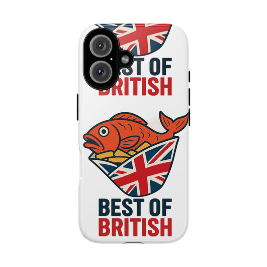 British Fish & Chips Phone Case, Tough Phone Cover, Best of British Design, Fun Gift for Foodies, UK Pride Accessory