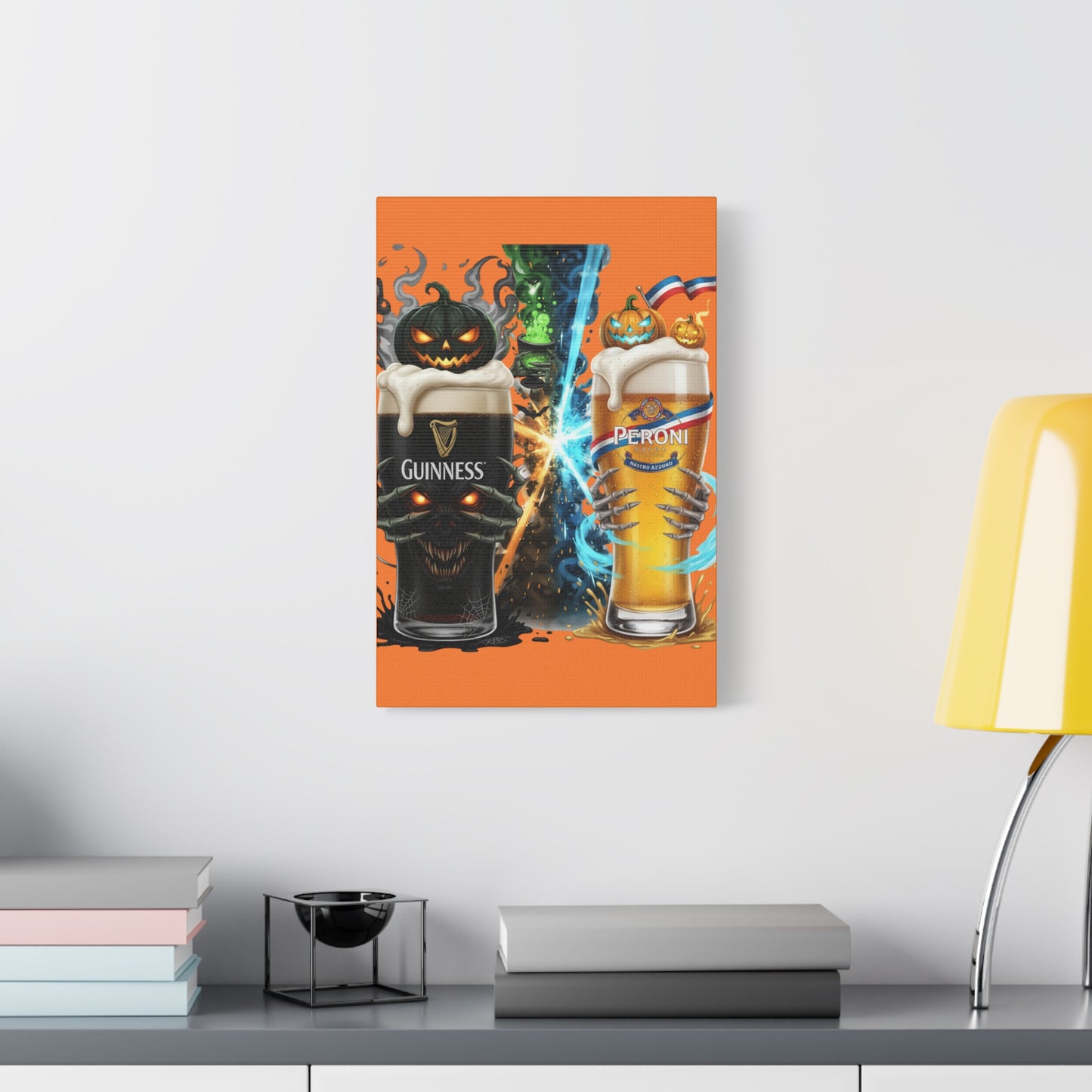 Halloween Guiness Beer Canvas Art Print, Spooky Wall Decor for Pub, Bar, Halloween Party, Unique Gift for Beer Lovers