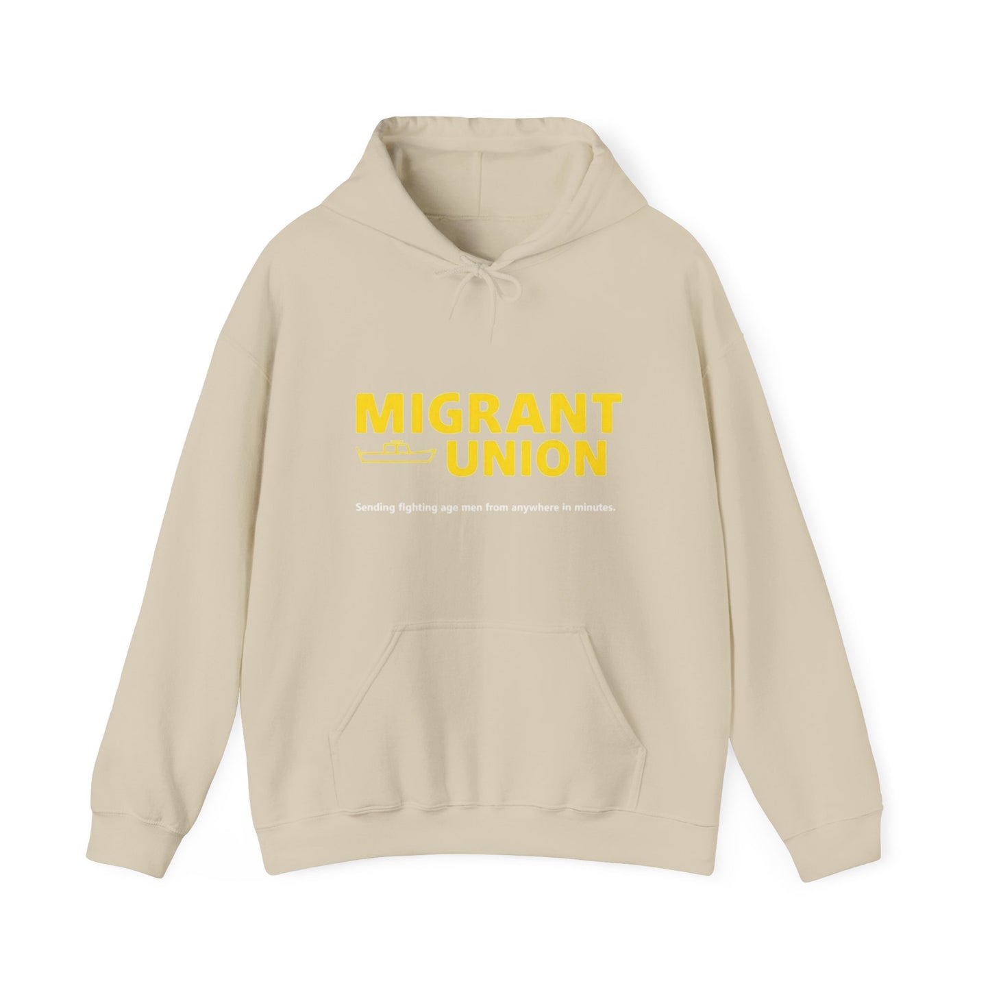 Migrant Union Hooded Sweatshirt, Unisex Sweatshirt, Cozy Layer, Activism Apparel, Streetwear, Gift for Protesters, Conscious Fashion