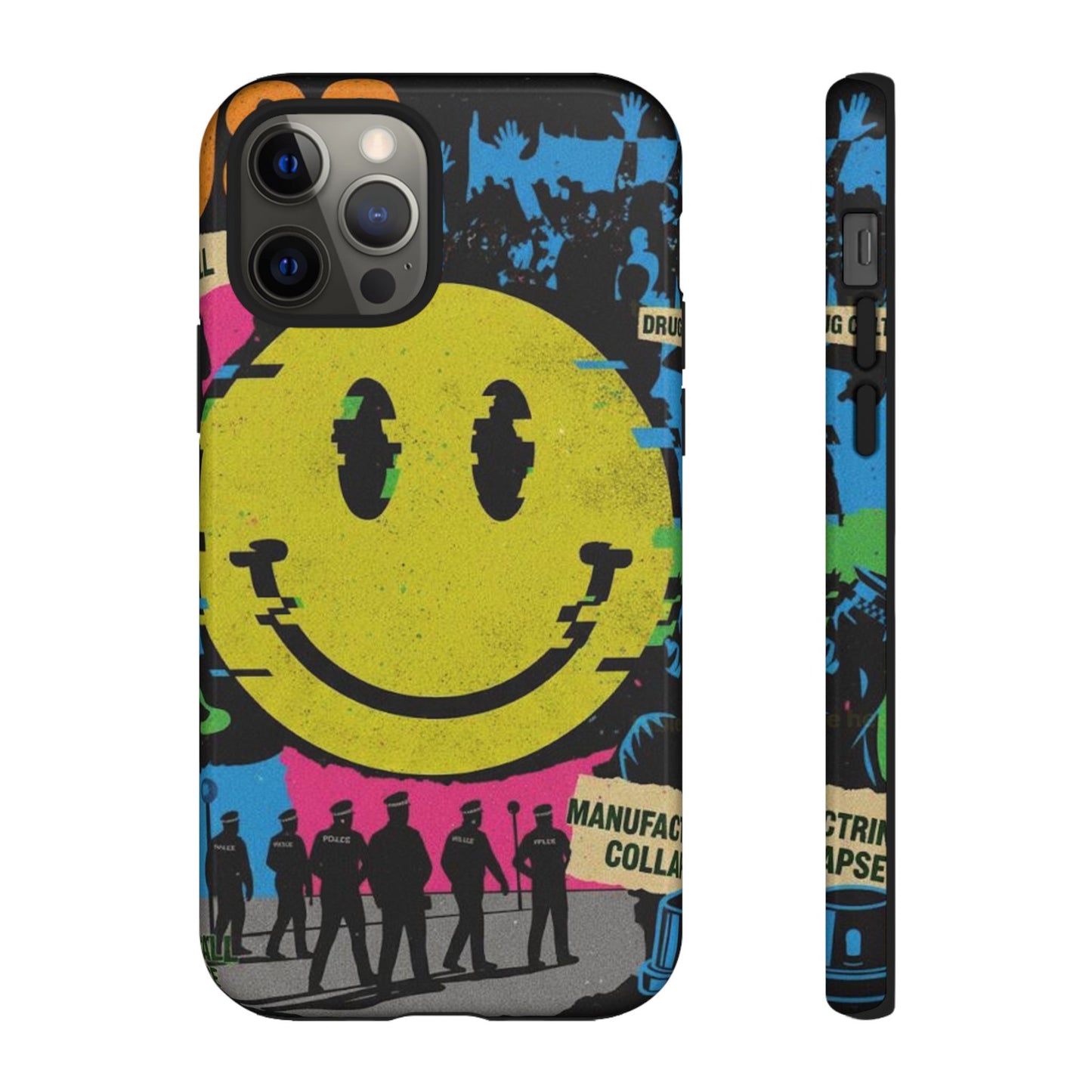 Acid house rave Vibrant iPhone Case, Tough Cases, Smiley Face Phone Cover, Fun Accessory, Colorful Phone Protector, Gift for Teenagers