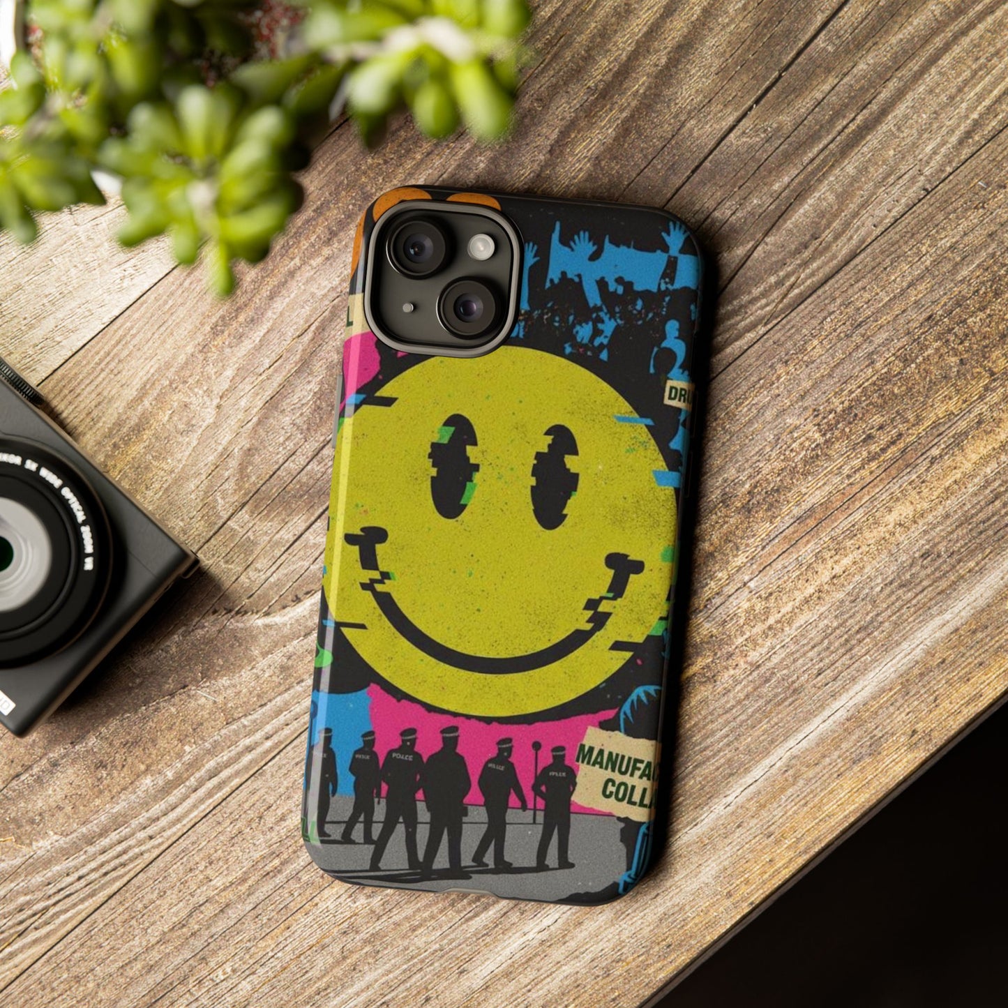 Acid house rave Vibrant iPhone Case, Tough Cases, Smiley Face Phone Cover, Fun Accessory, Colorful Phone Protector, Gift for Teenagers