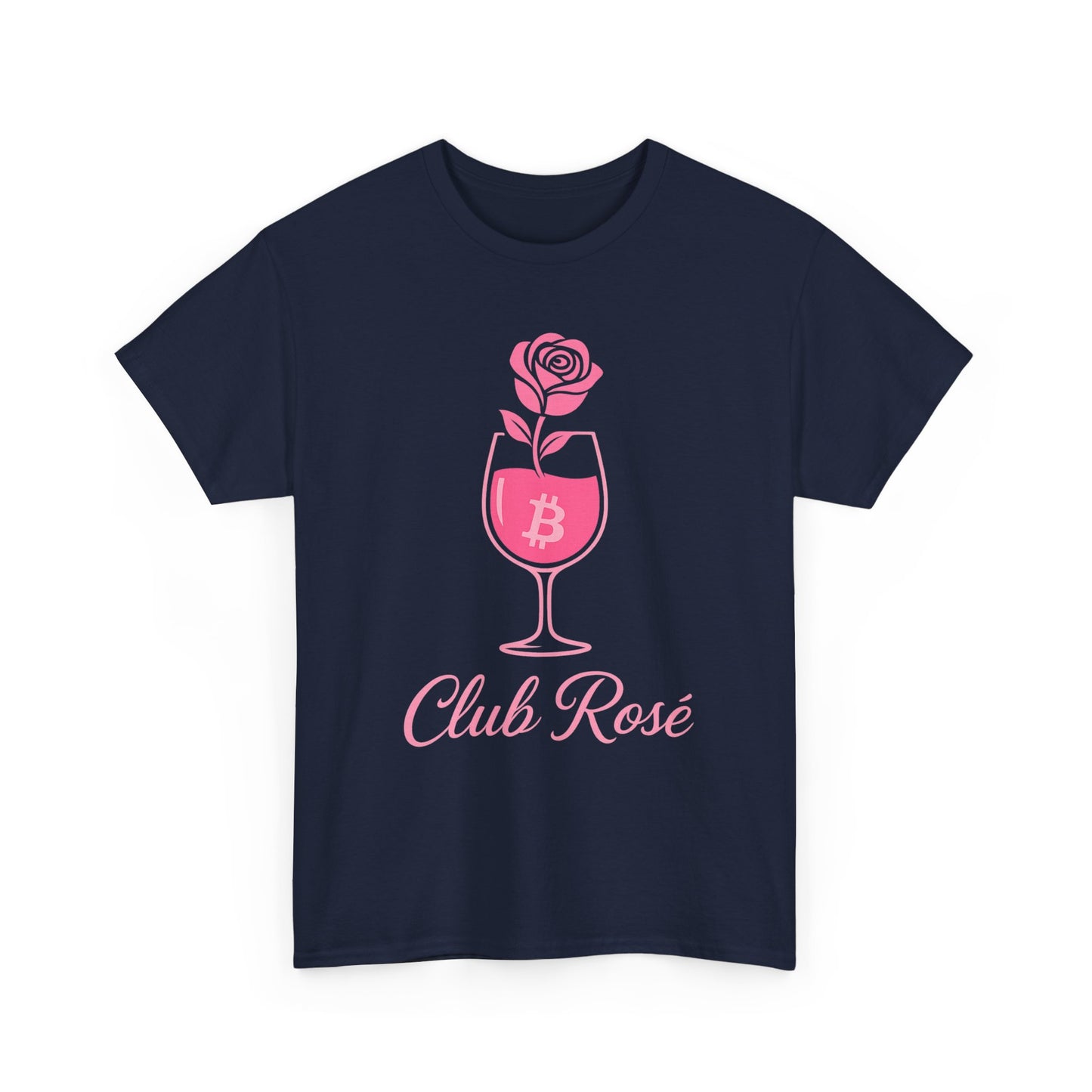 Stylish Club Rose Bitcoin-Themed Tee - Club Rosé Design, Unisex Heavy Cotton Shirt, Perfect for Parties, Casual Outings, Gift for Crypto Lovers