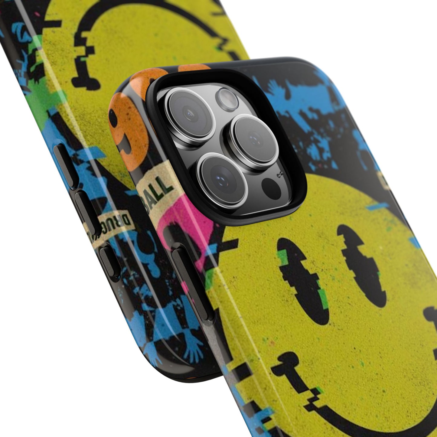 Acid house rave Vibrant iPhone Case, Tough Cases, Smiley Face Phone Cover, Fun Accessory, Colorful Phone Protector, Gift for Teenagers