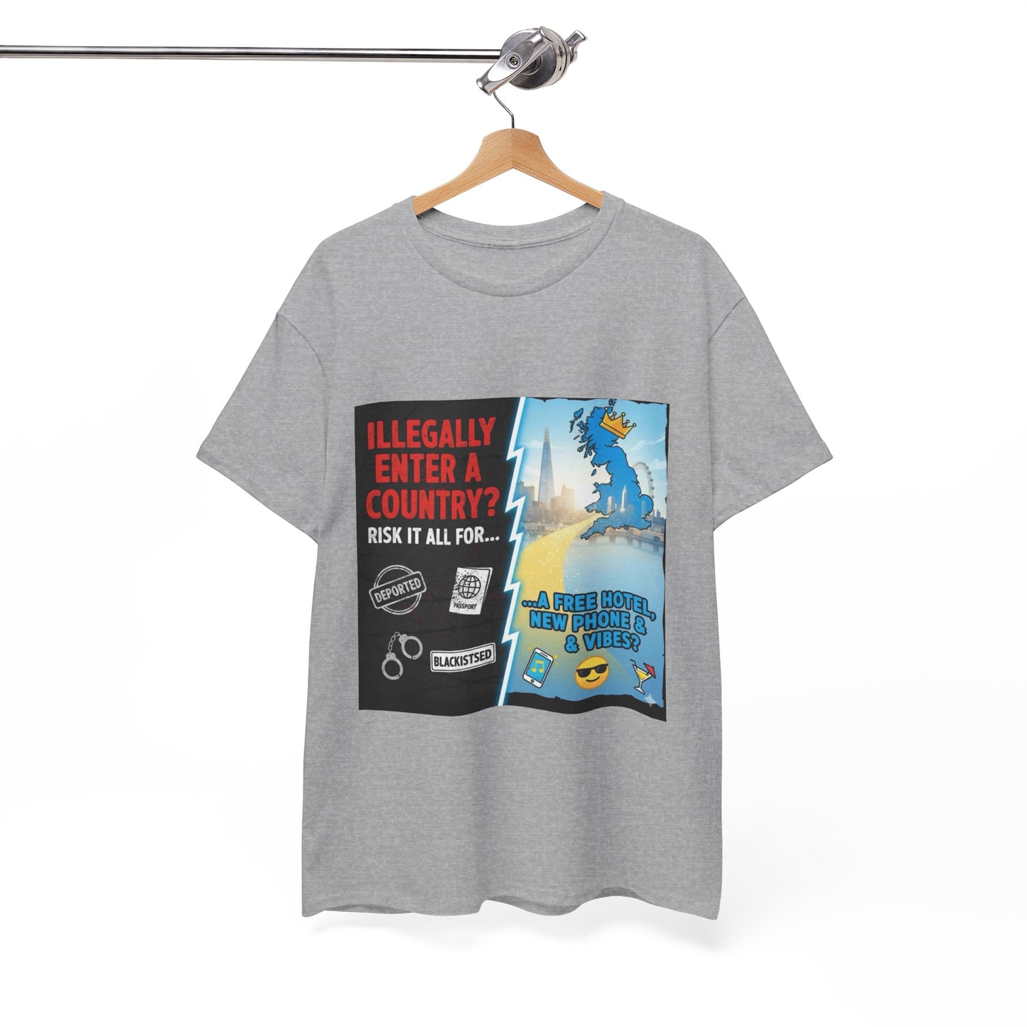 Enter illegally get free hotel t shirt - Bold Statement T-Shirt - Unisex Tee for Casual Wear, Gift for Friends, Humor Style, Graphic Tee, Perfect for Celebrations