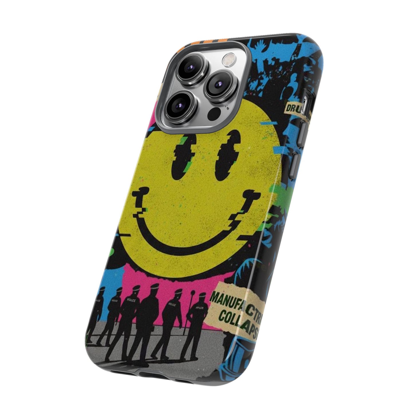 Acid house rave Vibrant iPhone Case, Tough Cases, Smiley Face Phone Cover, Fun Accessory, Colorful Phone Protector, Gift for Teenagers