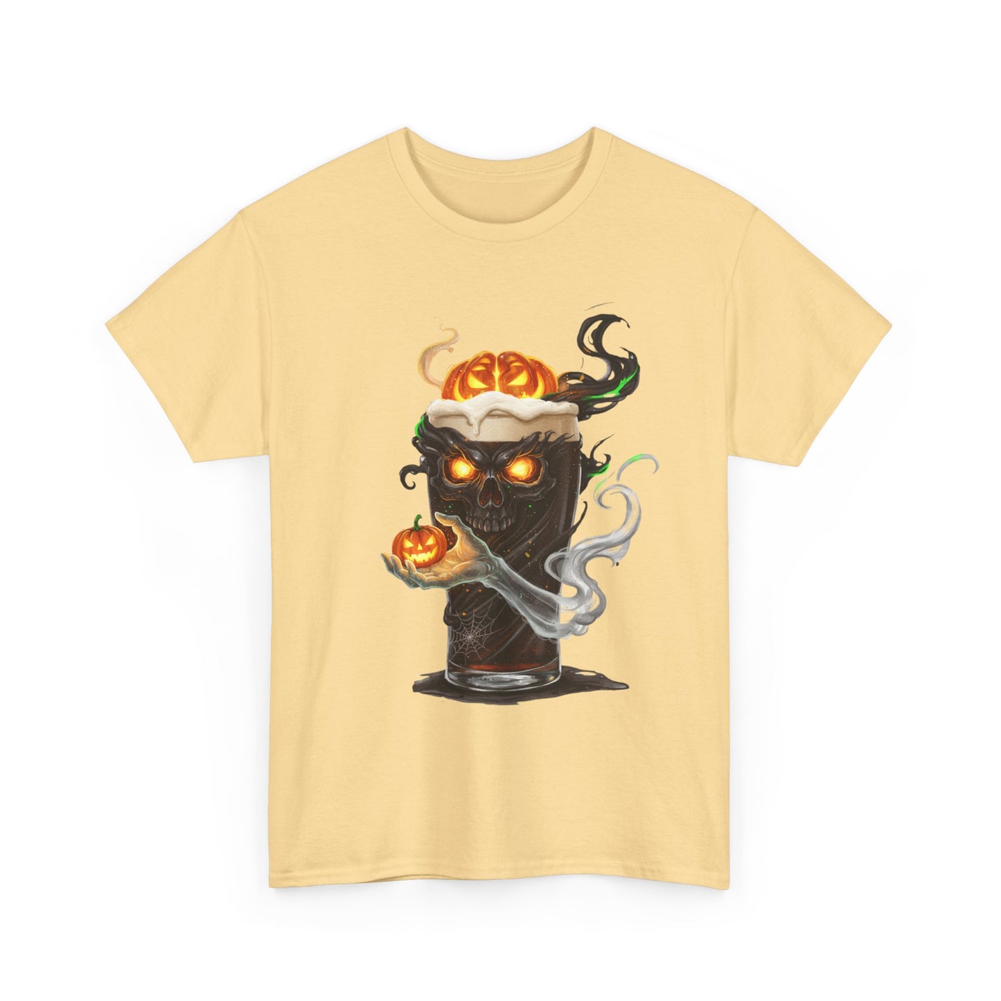 Spooky Skull Pumpkin Guiness Unisex Heavy Cotton Tee