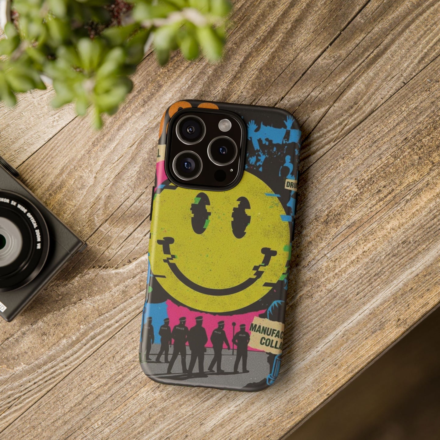 Acid house rave Vibrant iPhone Case, Tough Cases, Smiley Face Phone Cover, Fun Accessory, Colorful Phone Protector, Gift for Teenagers