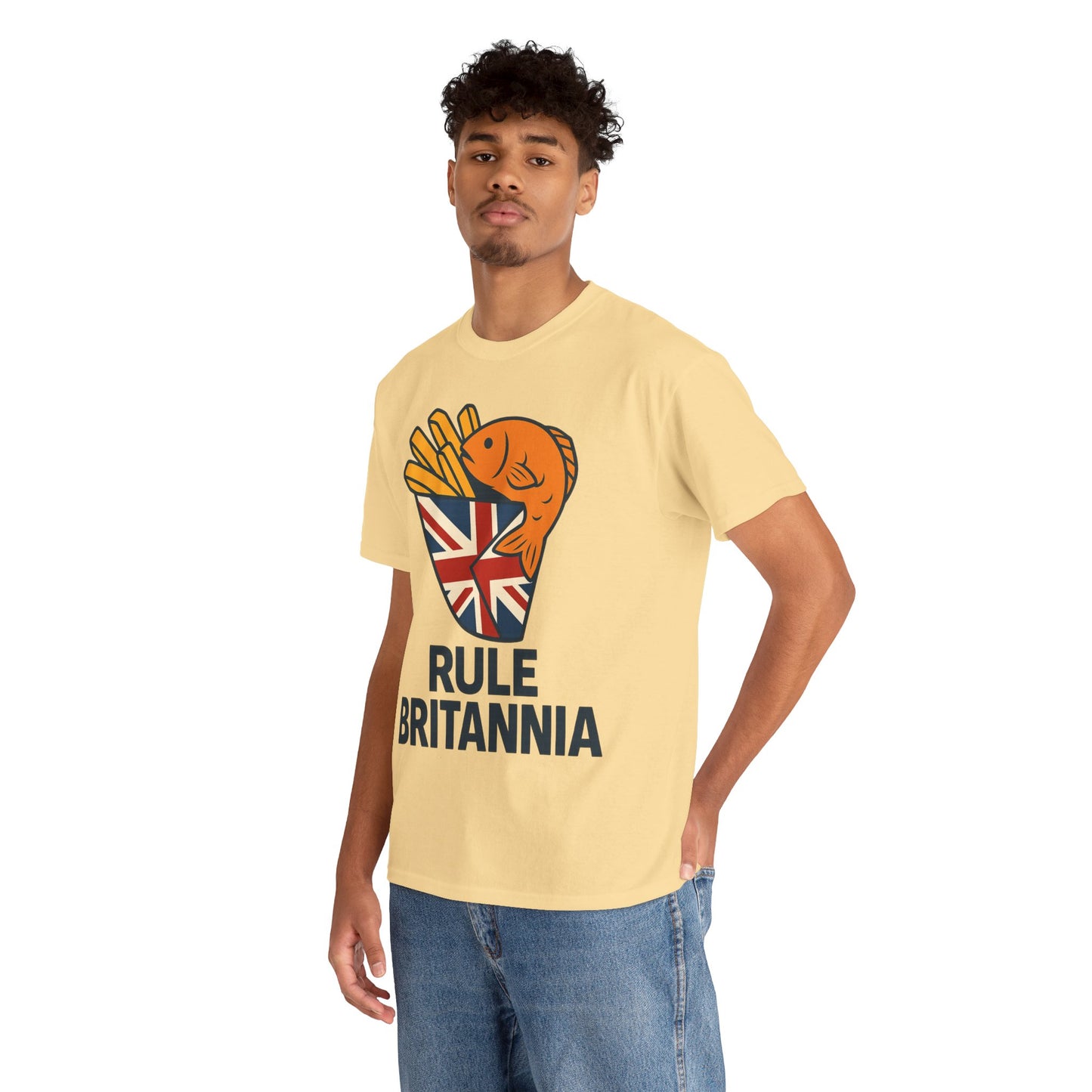 Fish & chips inspired Graphic Tee, Rule Britannia, Unisex Cotton T-Shirt, Casual Wear, Gift for Fish Lovers, Fun British Humor Shirt