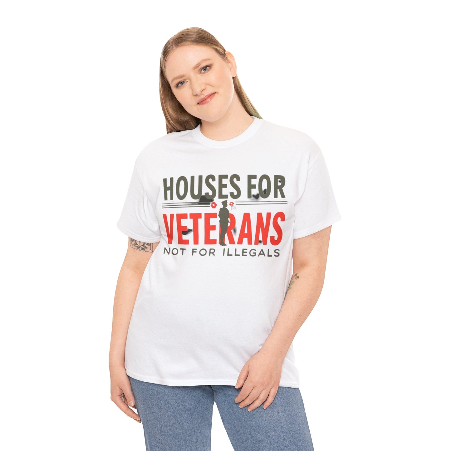 Unisex Heavy Cotton Tee - 'Houses for Veterans not for illegals' Statement Shirt for Supporters, Patriotic Gifts, Veteran Advocacy Apparel, Everyday [...]