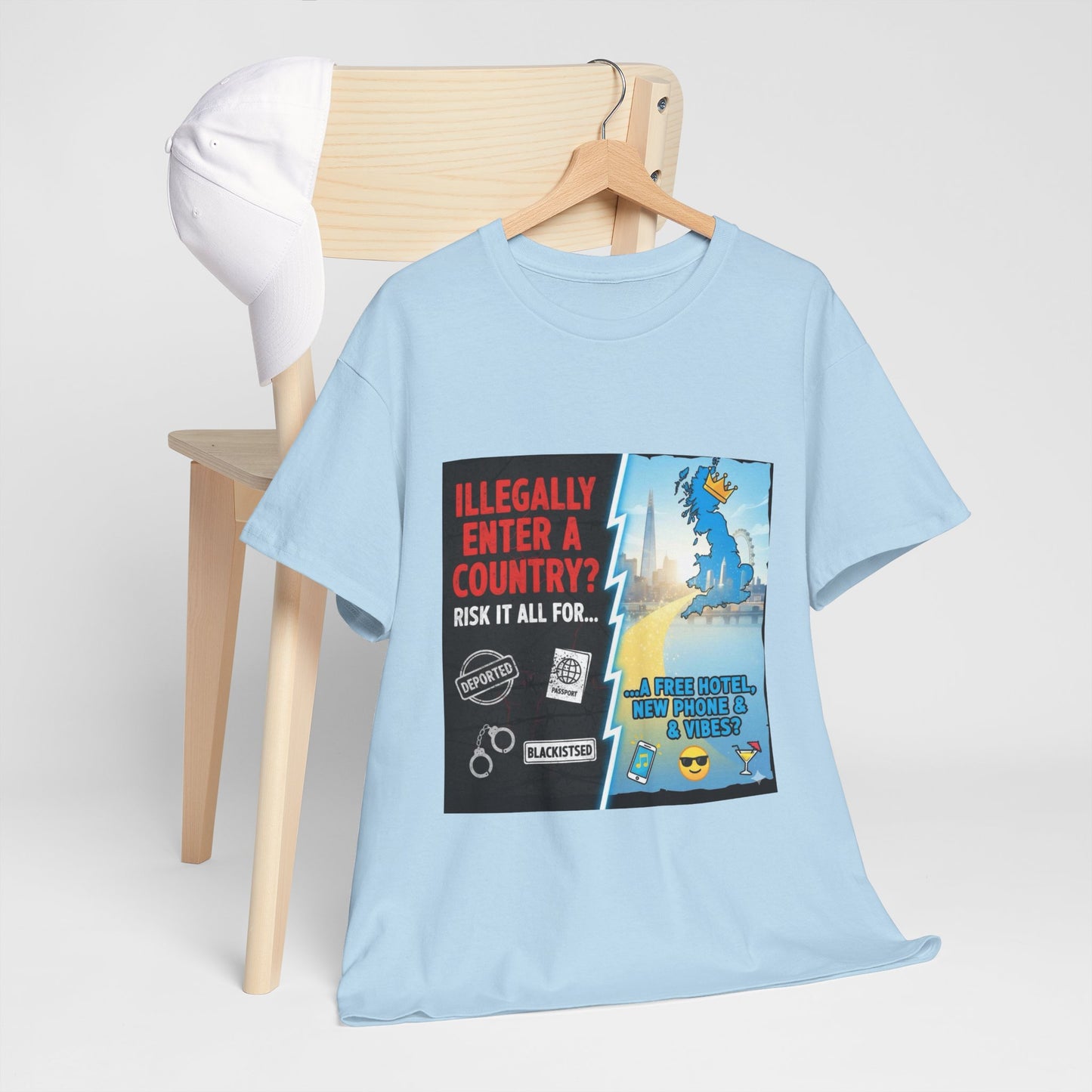 Enter illegally get free hotel t shirt - Bold Statement T-Shirt - Unisex Tee for Casual Wear, Gift for Friends, Humor Style, Graphic Tee, Perfect for Celebrations