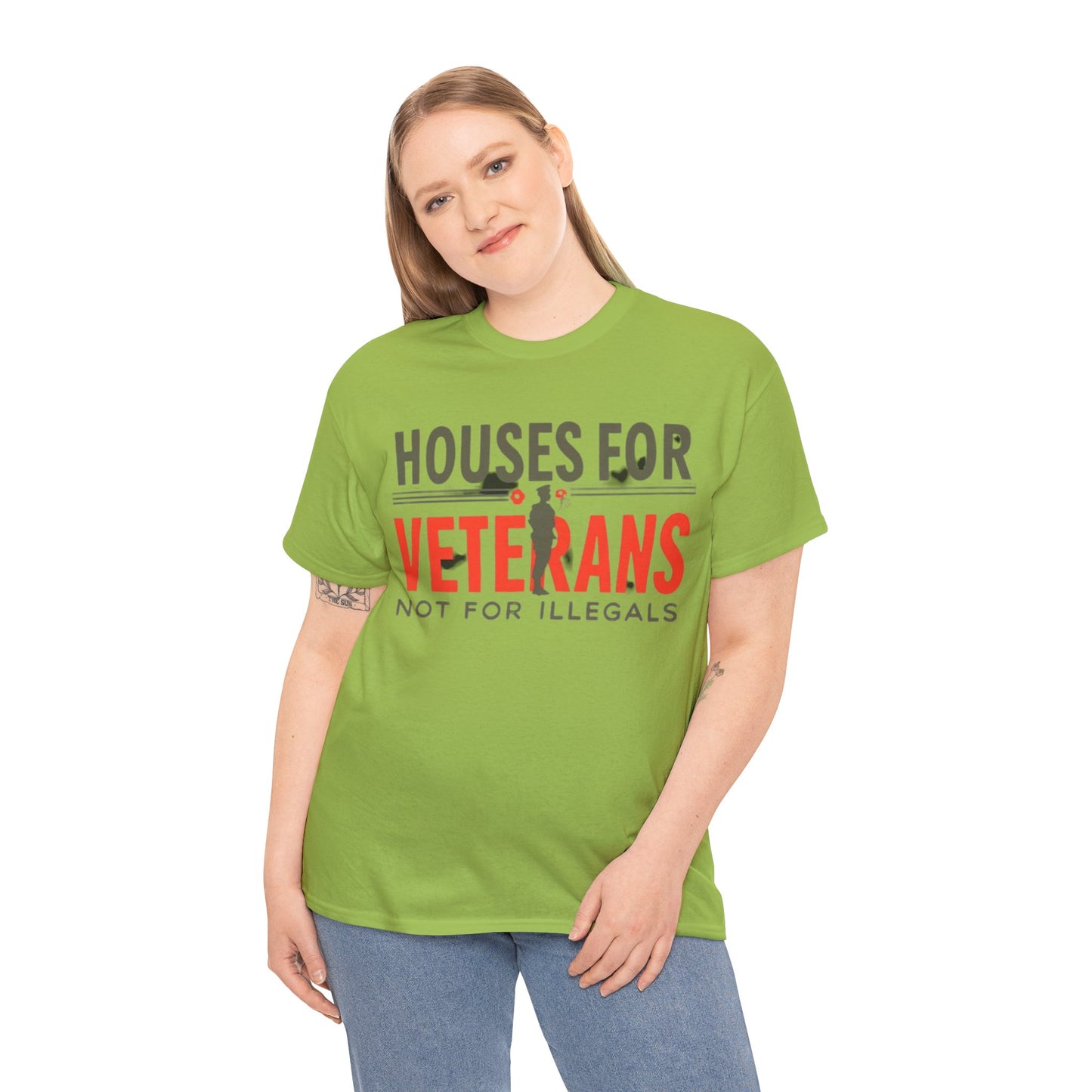 Unisex Heavy Cotton Tee - 'Houses for Veterans not for illegals' Statement Shirt for Supporters, Patriotic Gifts, Veteran Advocacy Apparel, Everyday [...]