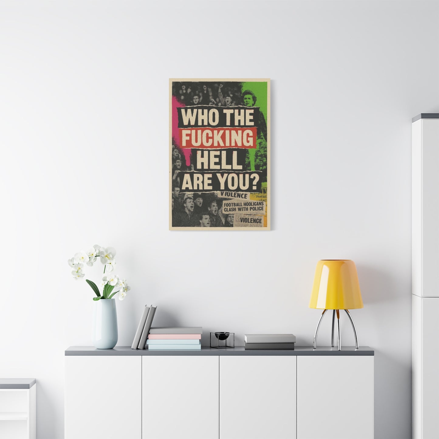 80s retro hooligan terrace chant classic design - Bold Art Canvas Print, Urban Decor, Wall Art for Home, Gift for Friends, Office Wall Decoration, Motivational Artwork