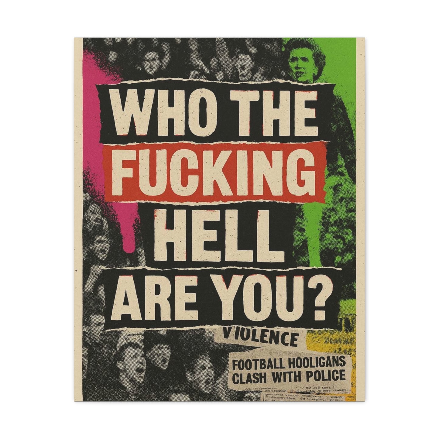 80s retro hooligan terrace chant classic design - Bold Art Canvas Print, Urban Decor, Wall Art for Home, Gift for Friends, Office Wall Decoration, Motivational Artwork