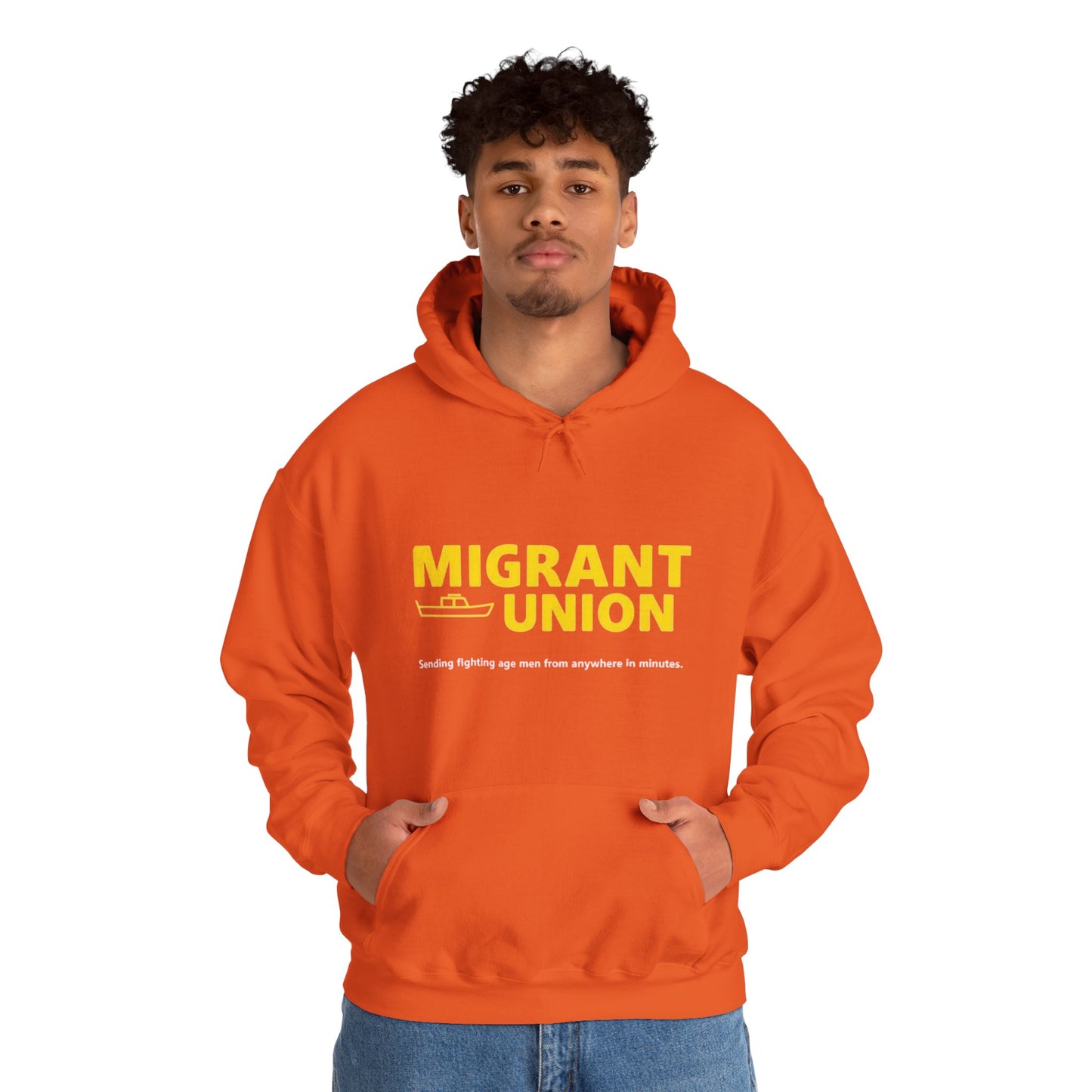 Migrant Union Hooded Sweatshirt, Unisex Sweatshirt, Cozy Layer, Activism Apparel, Streetwear, Gift for Protesters, Conscious Fashion