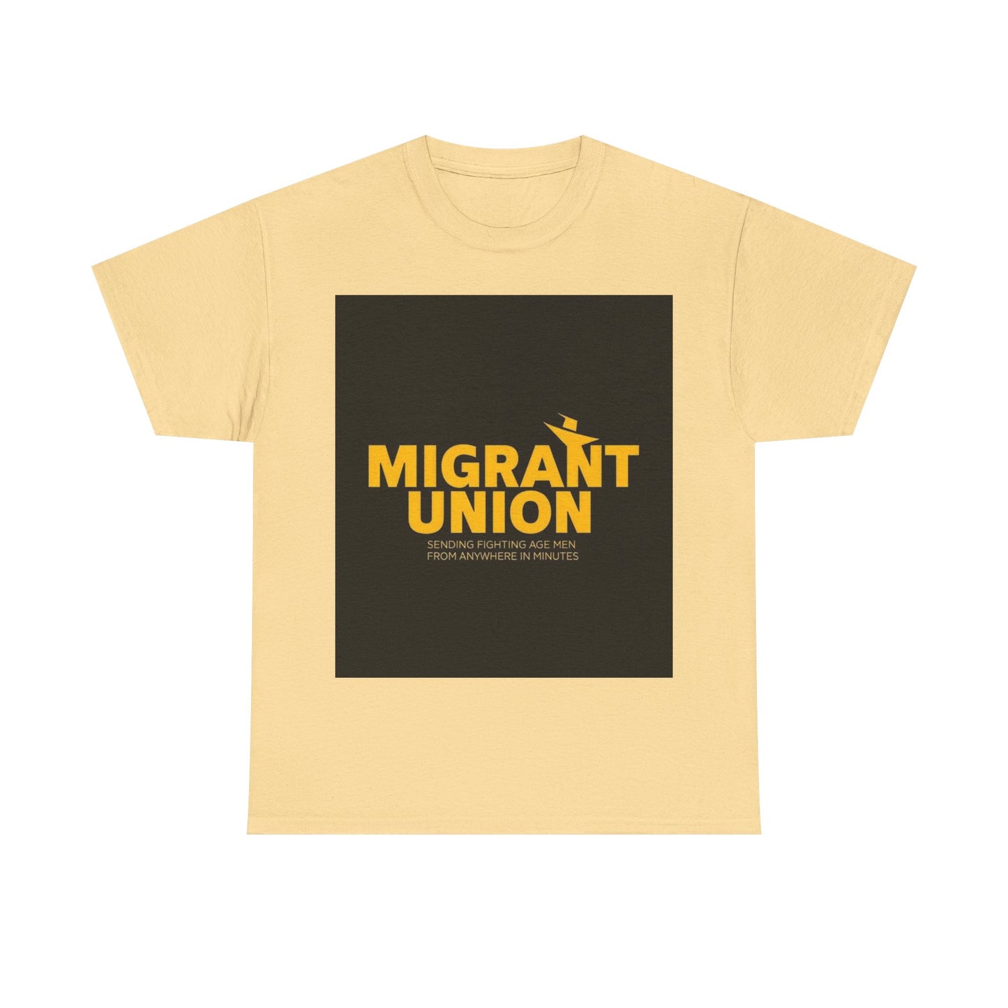 Migrant Union Unisex Heavy Cotton Tee, Casual Wear, Activism Shirt, Gift for Advocates, Comfortable Everyday Tee, Statement Clothing