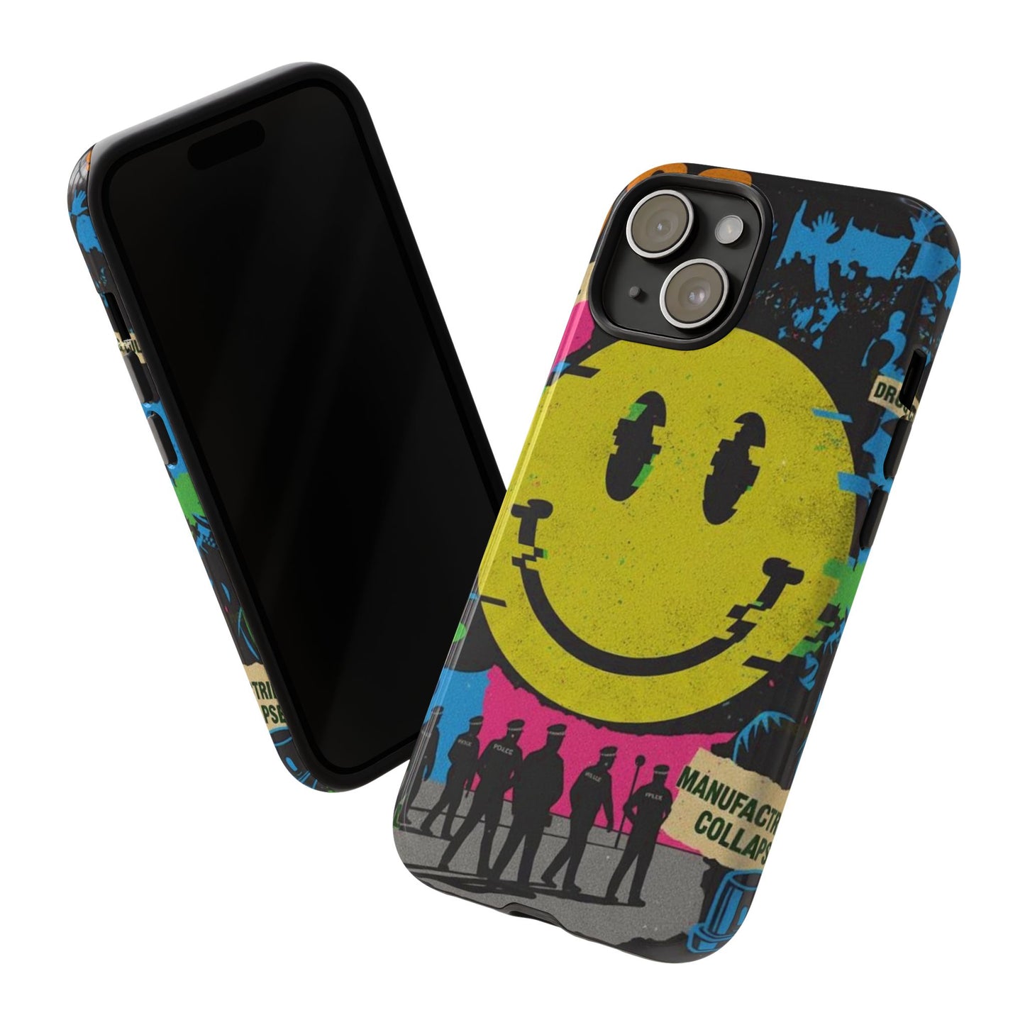 Acid house rave Vibrant iPhone Case, Tough Cases, Smiley Face Phone Cover, Fun Accessory, Colorful Phone Protector, Gift for Teenagers