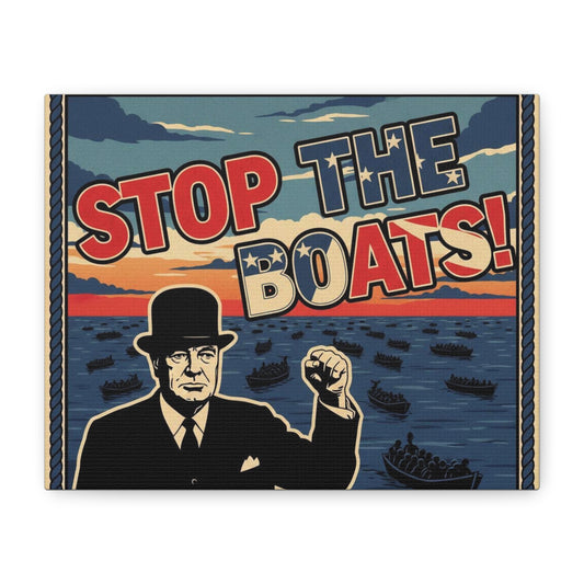 Stop the boats winston churchill retro potrait Matte Canvas, Stretched, 1.25"