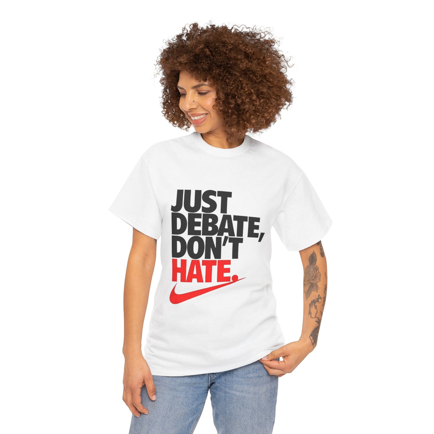 Unisex Cotton Tee - Just Debate, Don't Hate