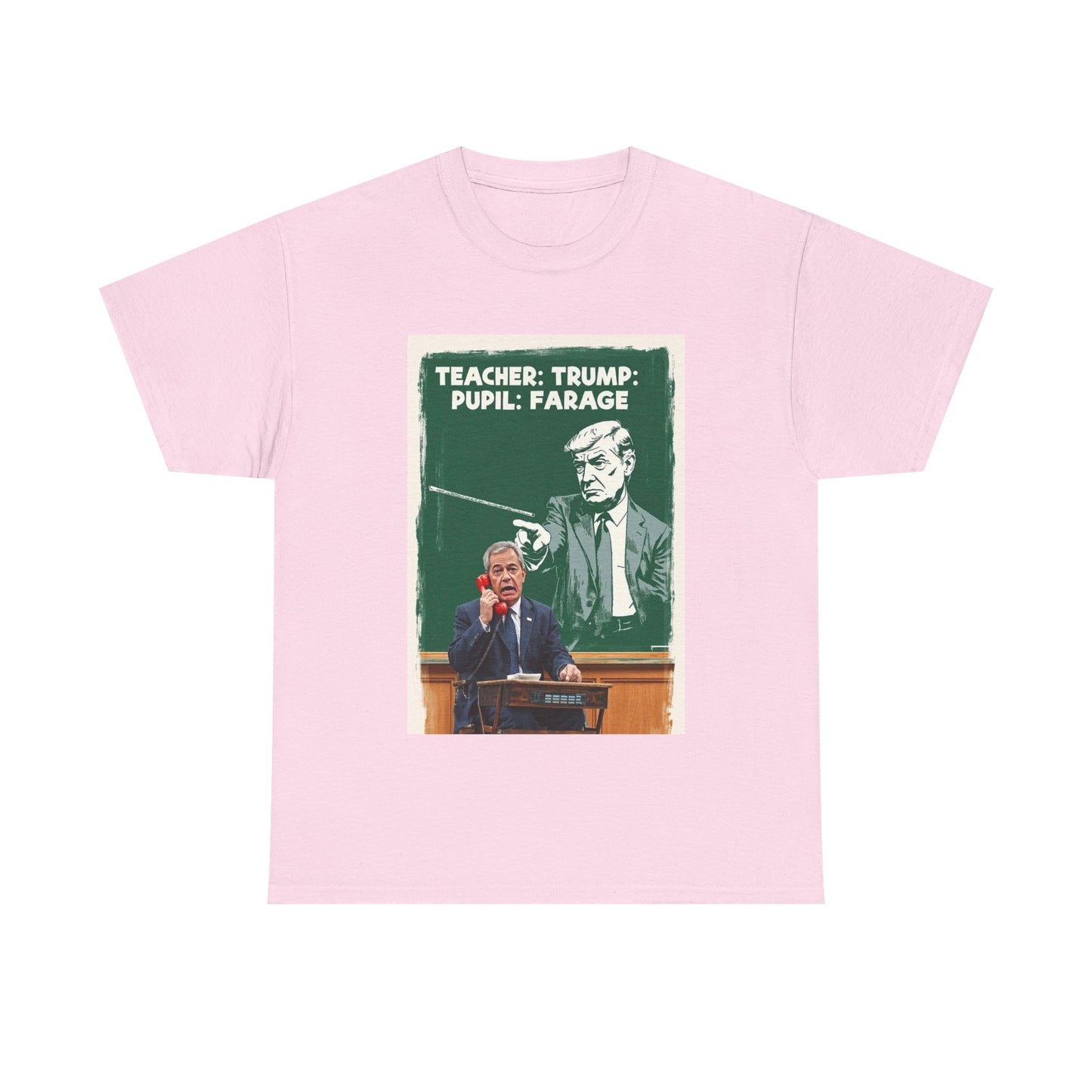 Political Humor Tee: Teacher Trump & Pupil Farage Graphic Shirt