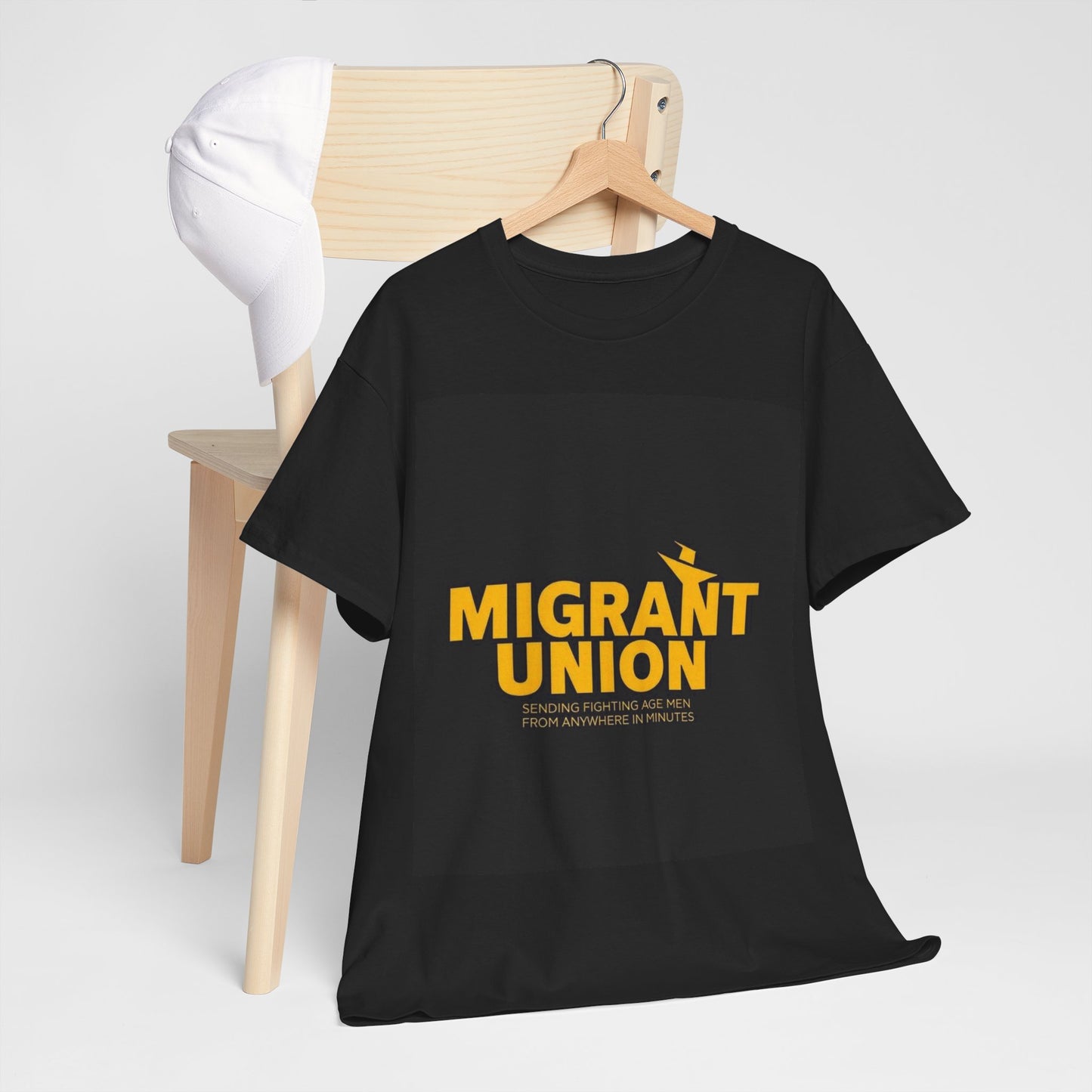 Migrant Union Unisex Heavy Cotton Tee, Casual Wear, Activism Shirt, Gift for Advocates, Comfortable Everyday Tee, Statement Clothing