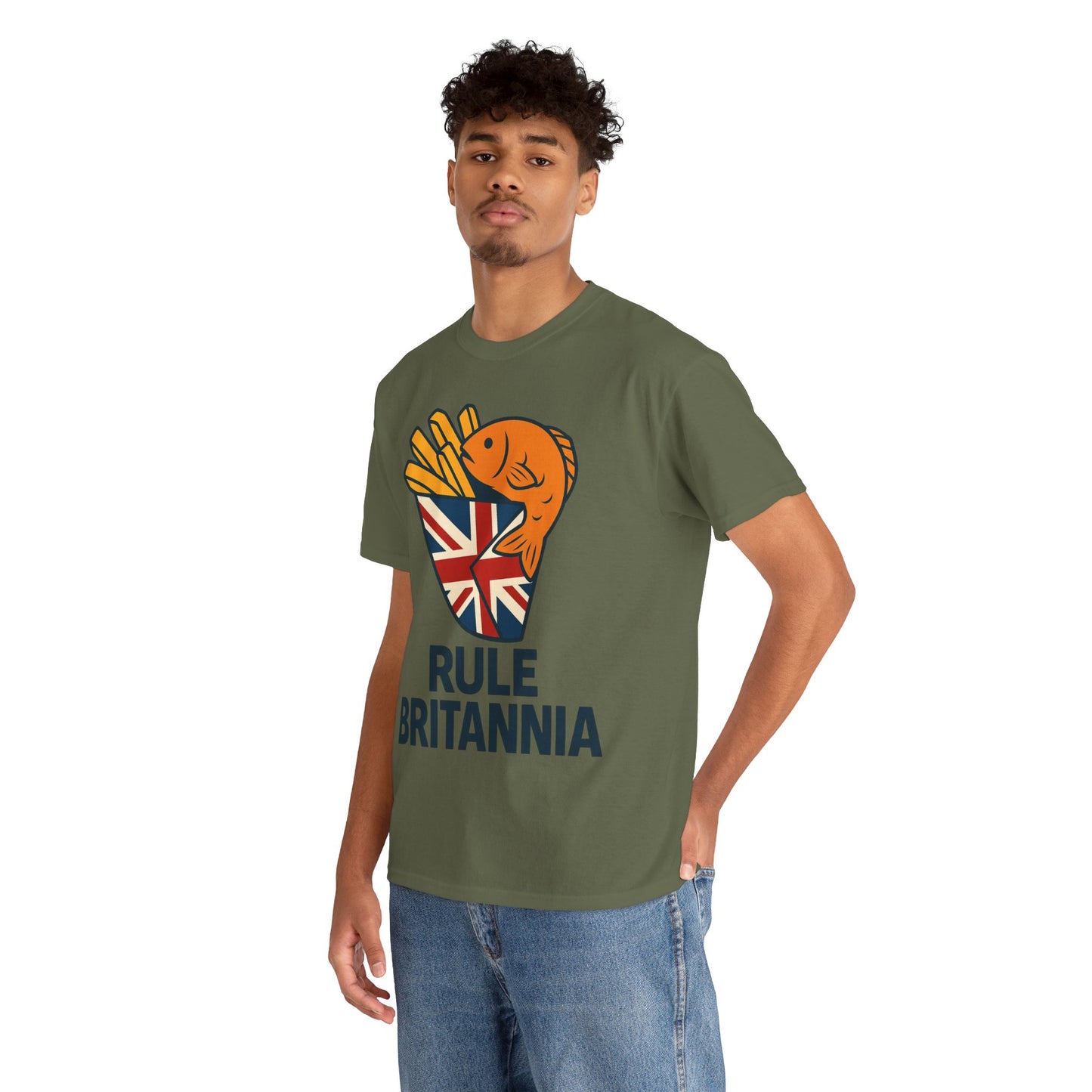 Fish & chips inspired Graphic Tee, Rule Britannia, Unisex Cotton T-Shirt, Casual Wear, Gift for Fish Lovers, Fun British Humor Shirt