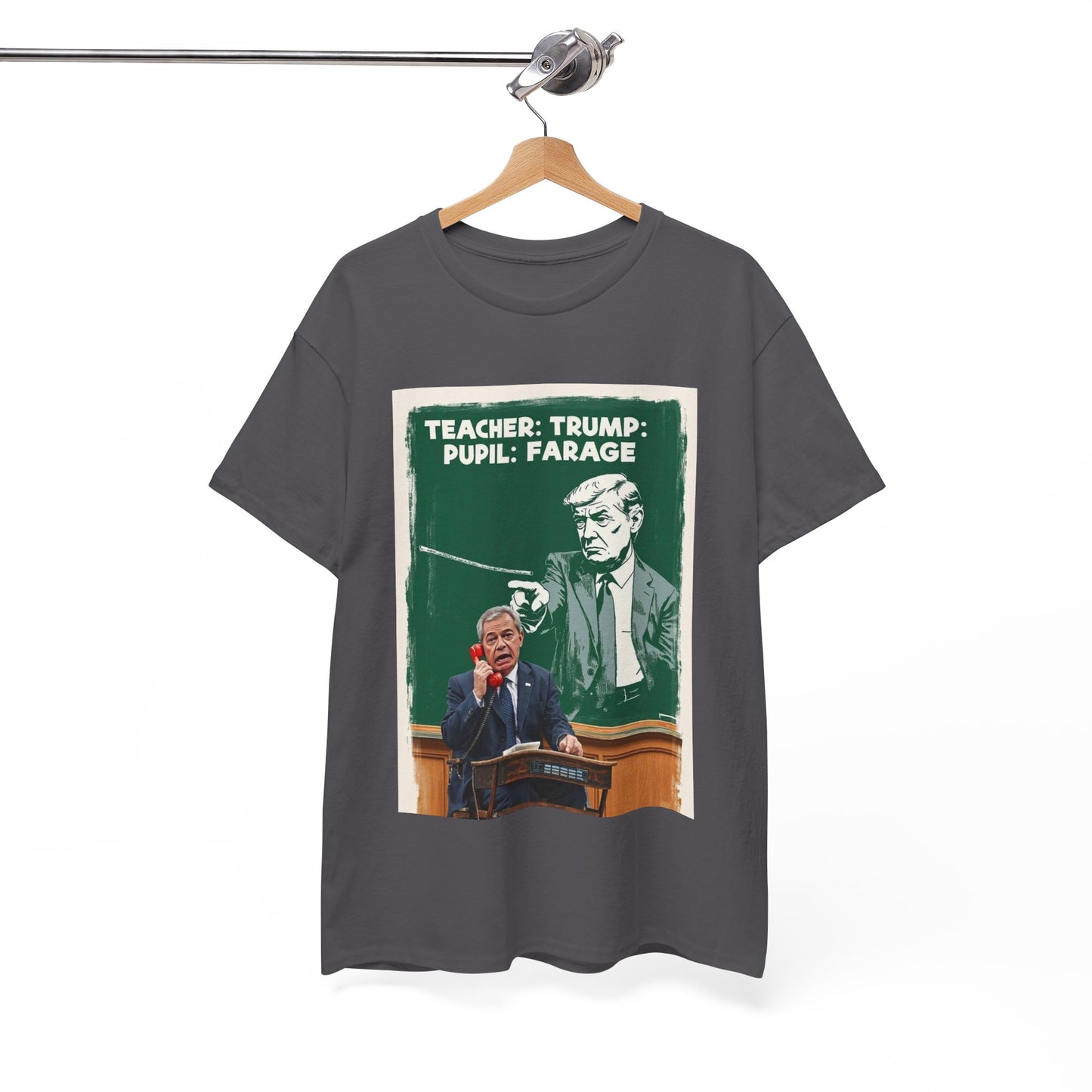 Political Humor Tee: Teacher Trump & Pupil Farage Graphic Shirt