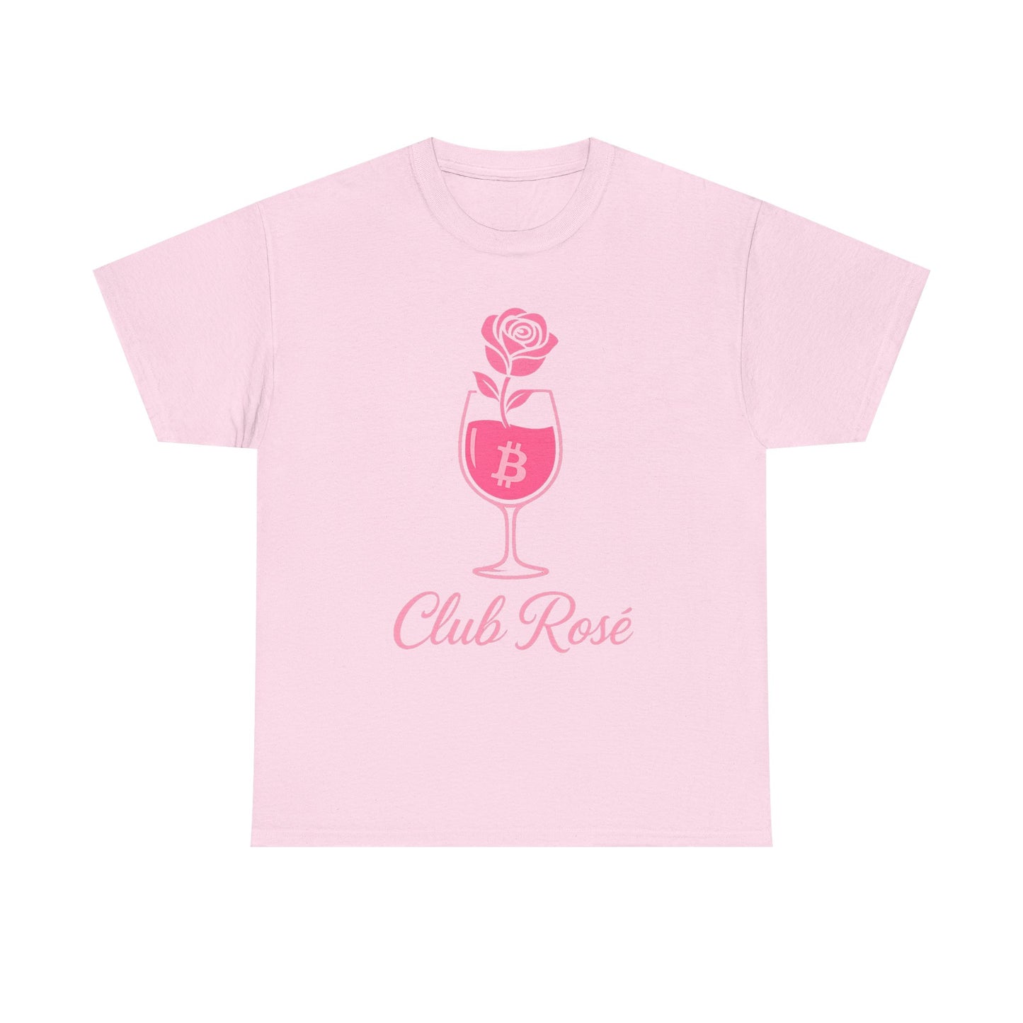 Stylish Club Rose Bitcoin-Themed Tee - Club Rosé Design, Unisex Heavy Cotton Shirt, Perfect for Parties, Casual Outings, Gift for Crypto Lovers