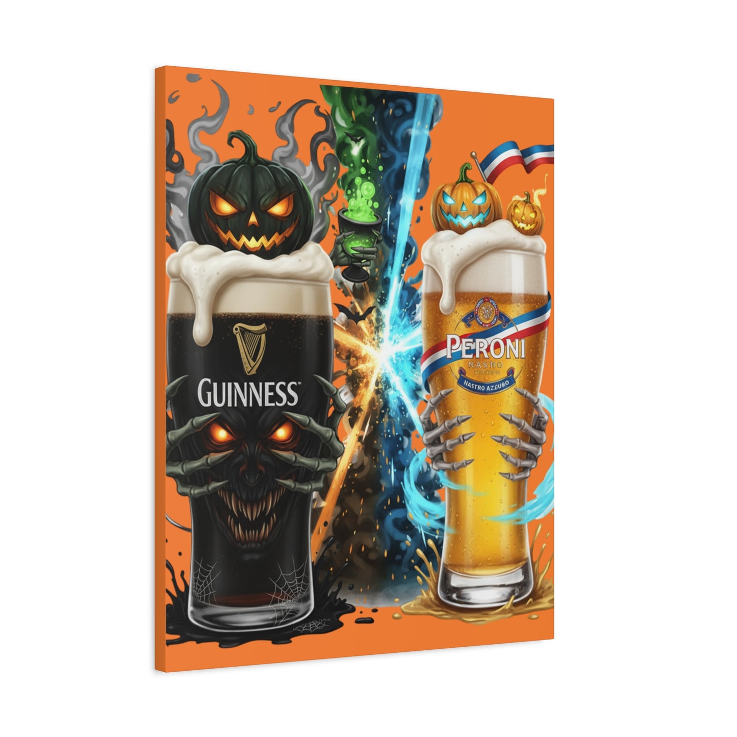 Halloween Guiness Beer Canvas Art Print, Spooky Wall Decor for Pub, Bar, Halloween Party, Unique Gift for Beer Lovers