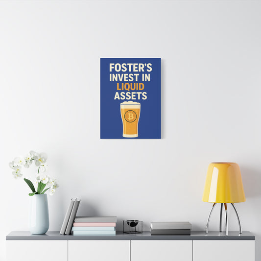 Bitcoin Liquid Assets Fosters Canvas Art, Wall Decor, Cryptocurrency Gift, Modern Home Art, Unique Beer Themed Decoration