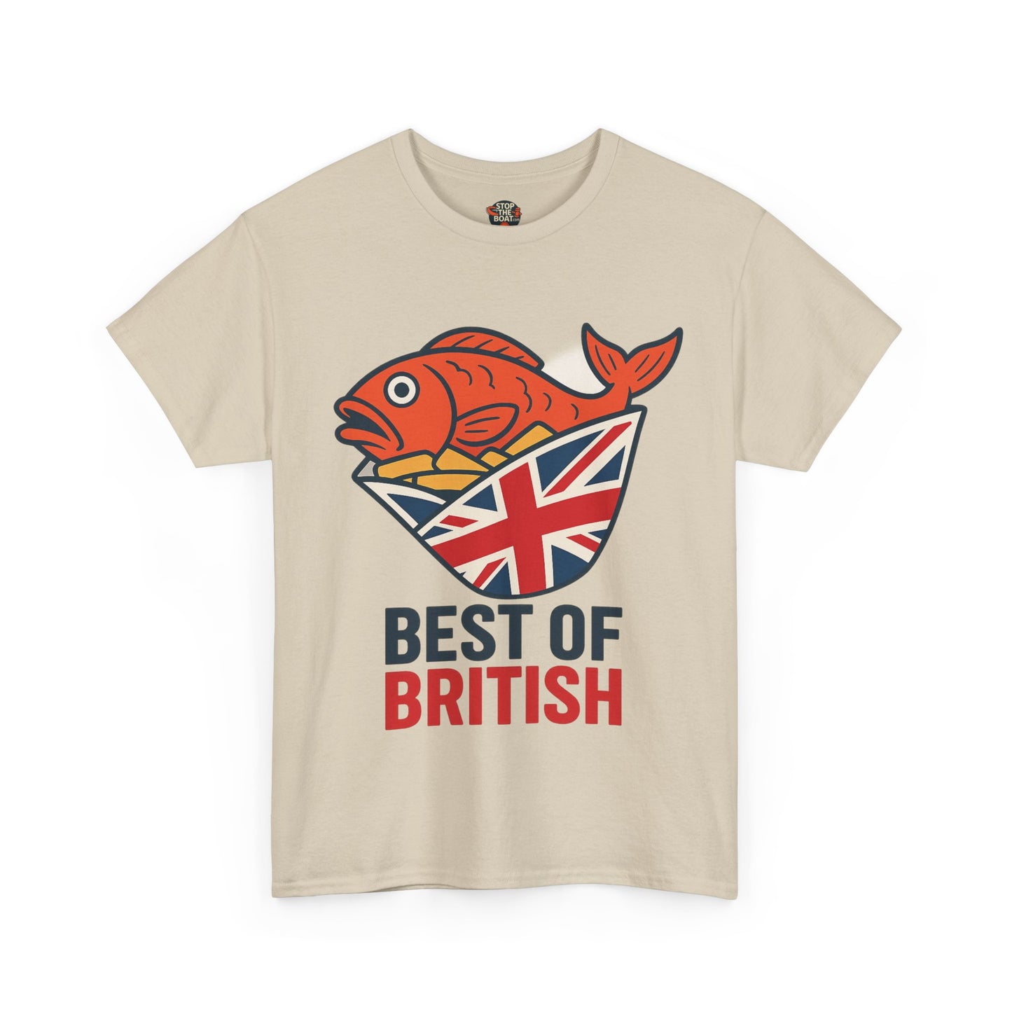 Best of British Fish & chips Unisex Heavy Cotton Tee - Fun Graphic Tee, Casual Summer Shirt, Gifts for Brits, Festival Wear, Travel T-Shirt