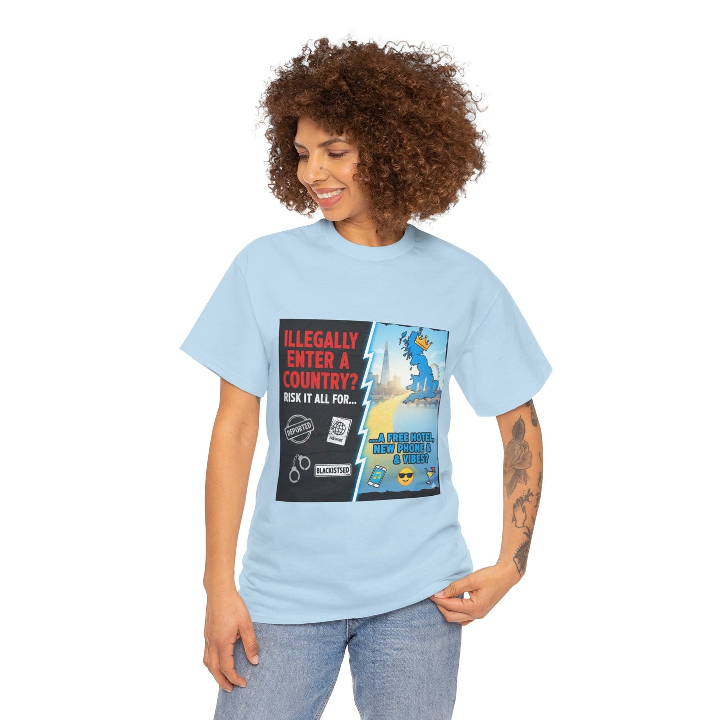 Enter illegally get free hotel t shirt - Bold Statement T-Shirt - Unisex Tee for Casual Wear, Gift for Friends, Humor Style, Graphic Tee, Perfect for Celebrations