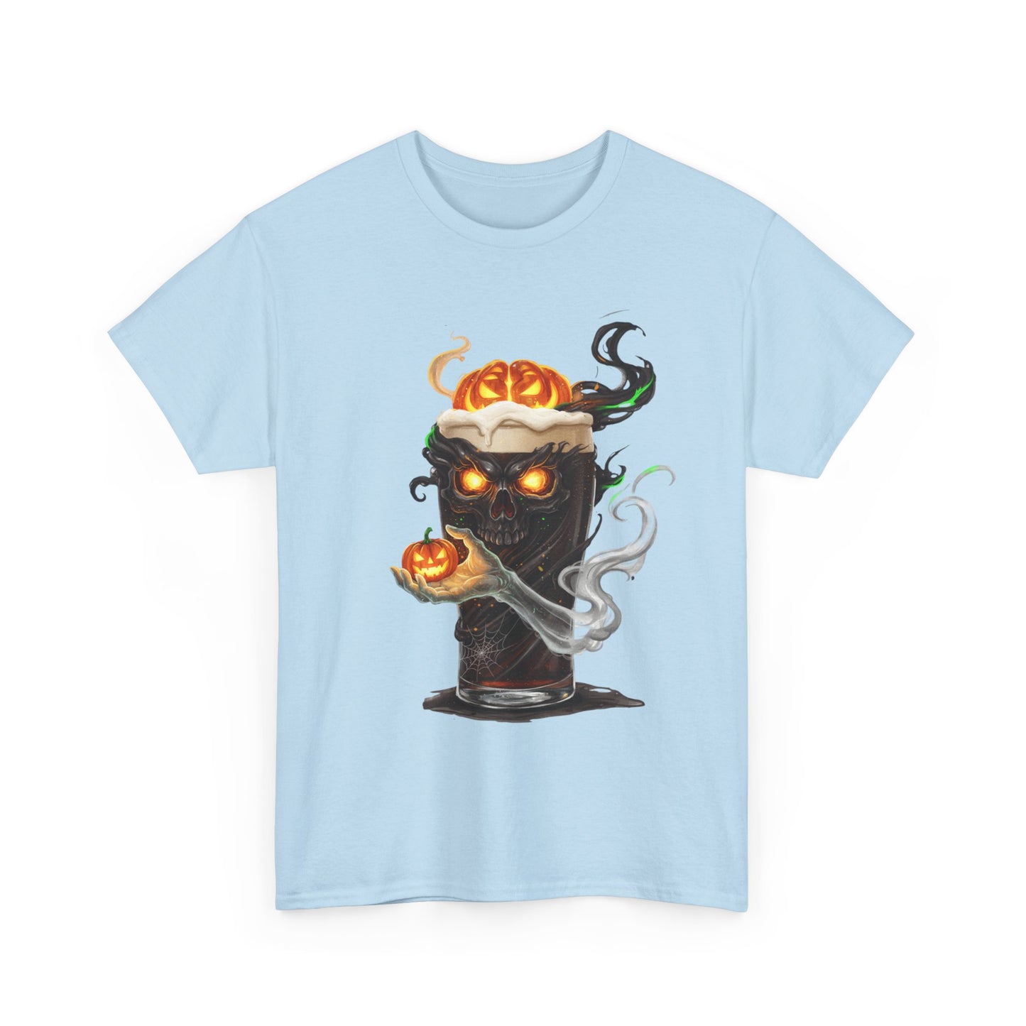 Spooky Skull Pumpkin Guiness Unisex Heavy Cotton Tee