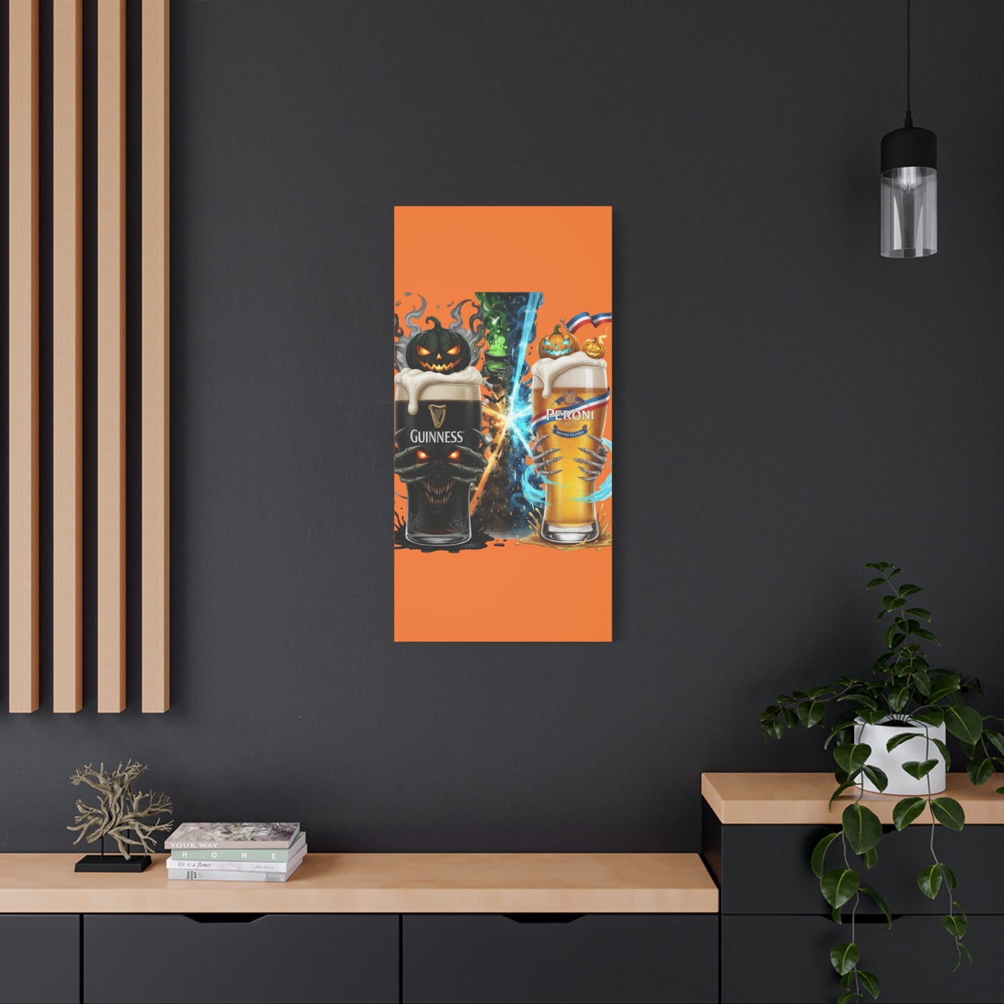 Halloween Guiness Beer Canvas Art Print, Spooky Wall Decor for Pub, Bar, Halloween Party, Unique Gift for Beer Lovers