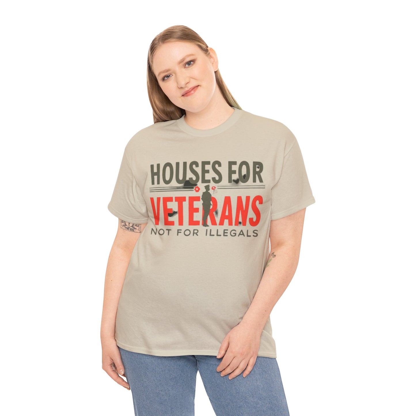 Unisex Heavy Cotton Tee - 'Houses for Veterans not for illegals' Statement Shirt for Supporters, Patriotic Gifts, Veteran Advocacy Apparel, Everyday [...]