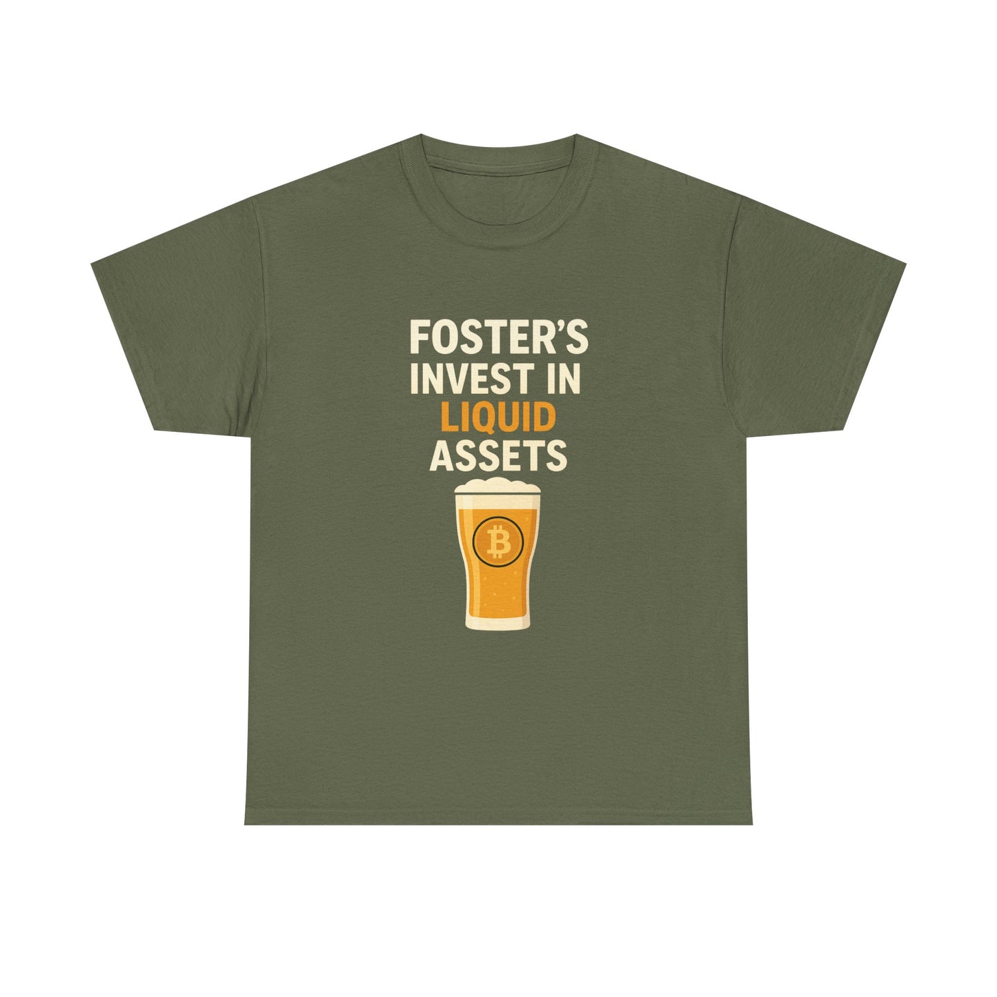 Bitcoin fosters - Invest in Liquid Assets Tee, Funny T-Shirt, Gift for Beer Lovers, Unisex Cotton Tee, Perfect for Parties, Casual Wear