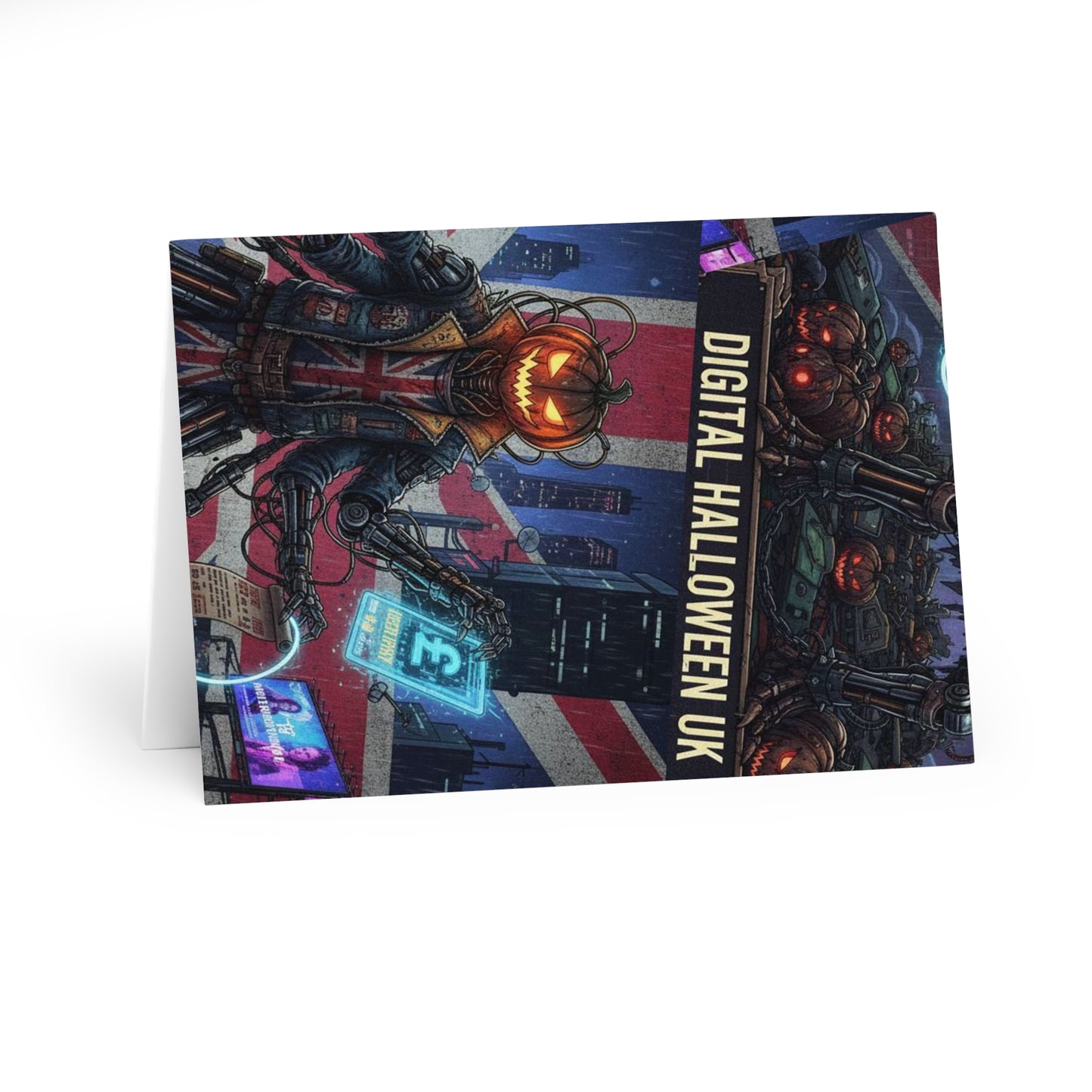 British patriot Halloween Greeting Cards Set, Scary Pumpkin Card Pack, Spooky Note Cards, Unique Card Set for October Celebrations, Digital Art Cards