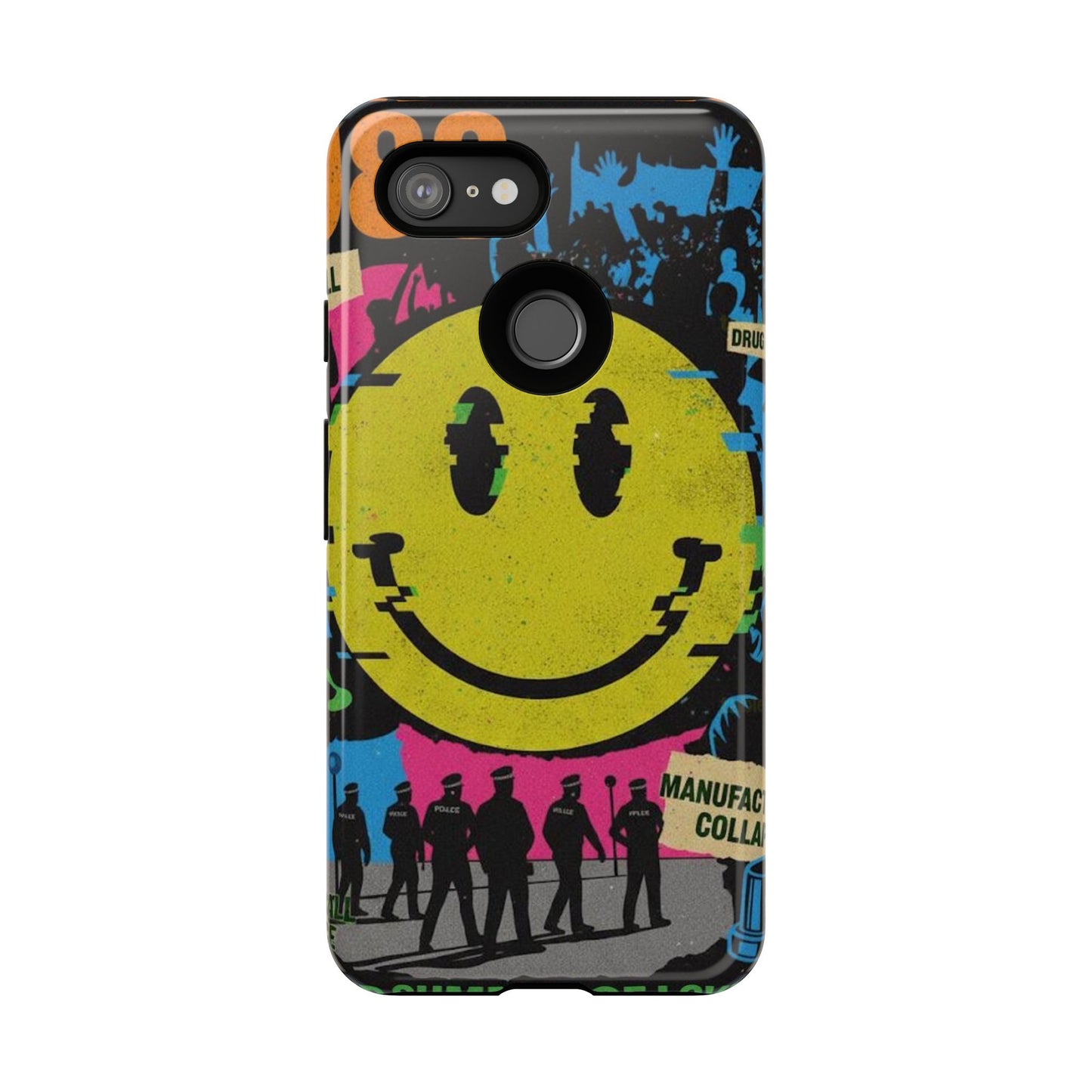 Acid house rave Vibrant iPhone Case, Tough Cases, Smiley Face Phone Cover, Fun Accessory, Colorful Phone Protector, Gift for Teenagers